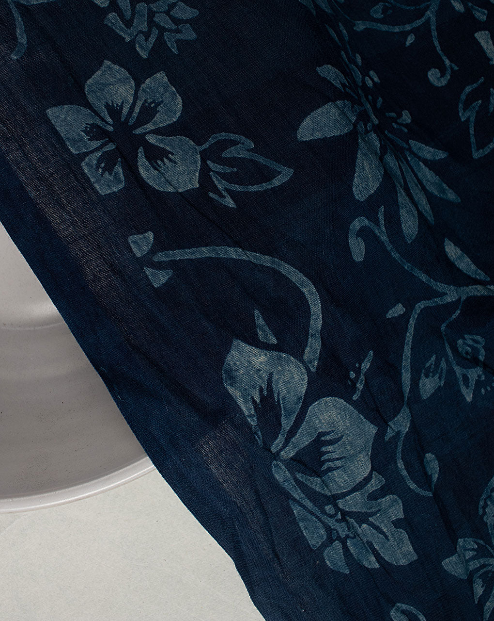 Indigo Hand Block Voile Cotton Fabric
