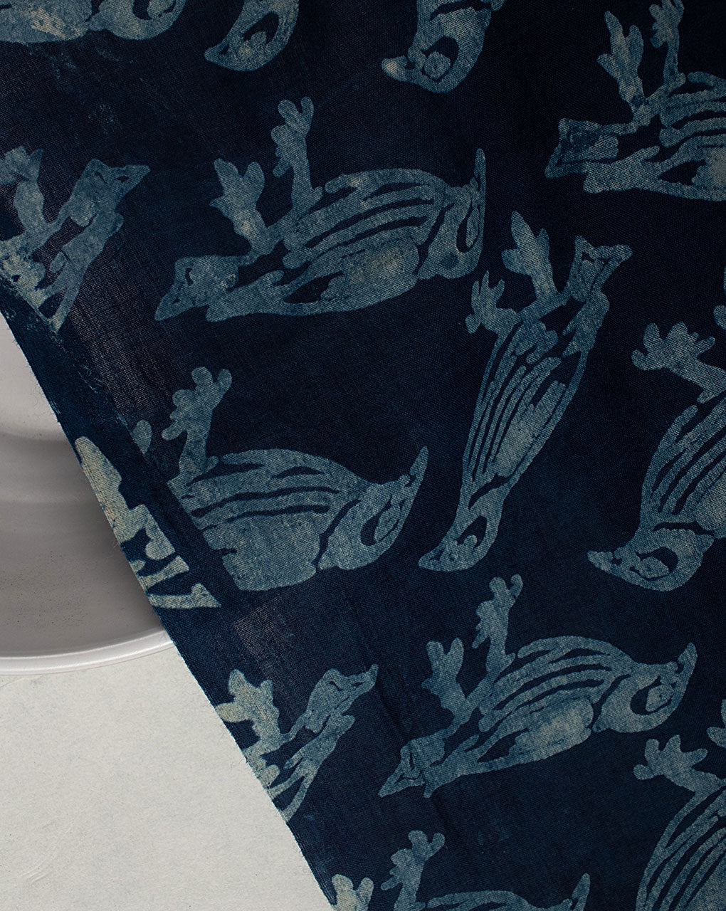 Indigo Hand Block Voile Cotton Fabric