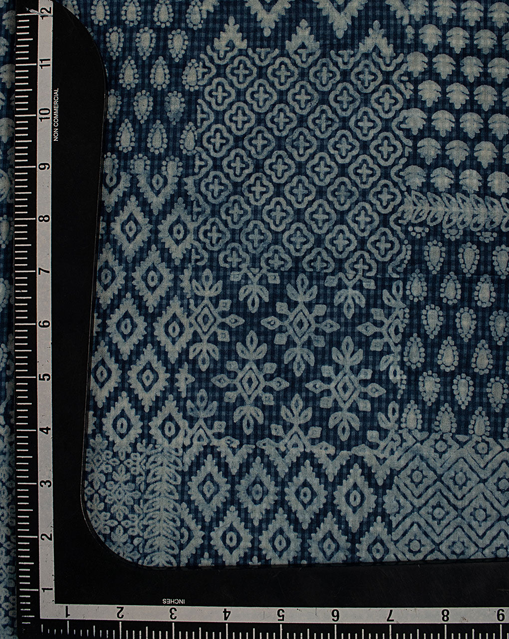 Indigo Hand Block Textured Cotton Fabric ( Width 46 Inch )