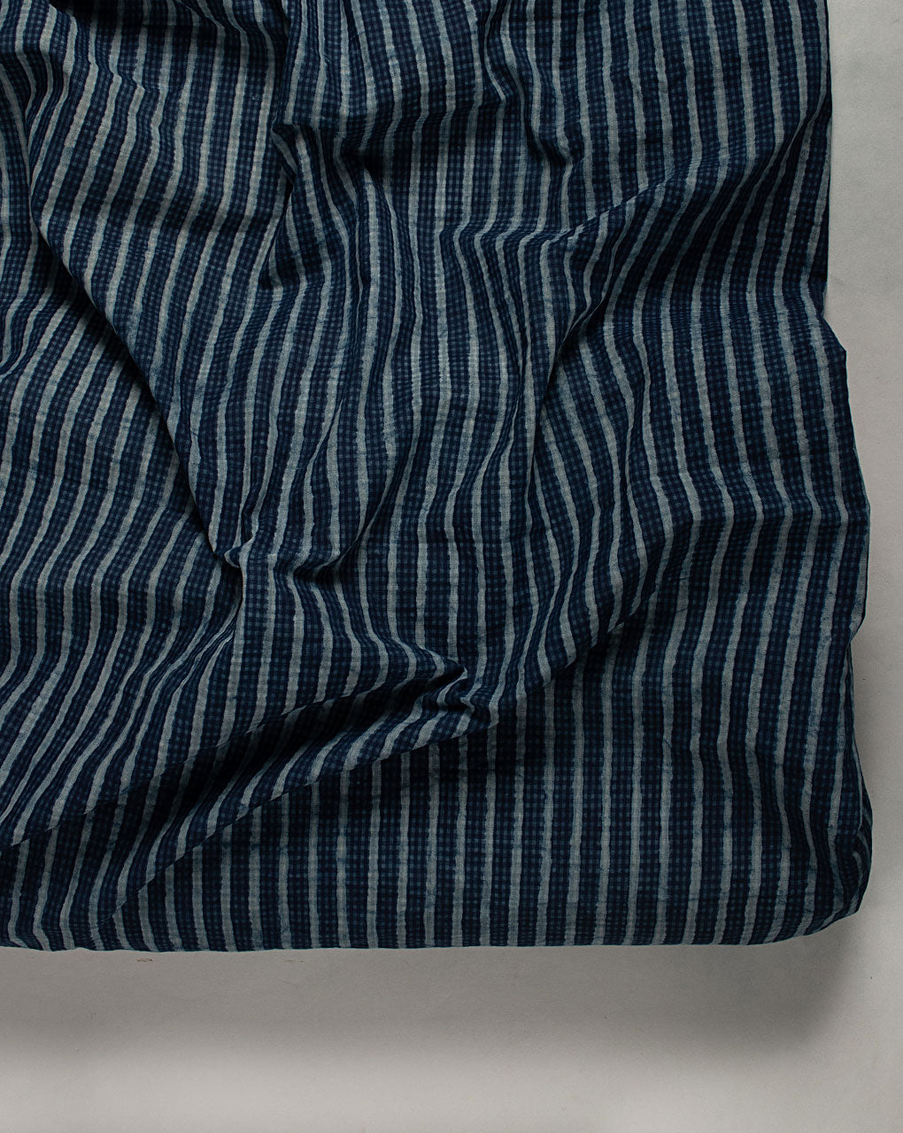 Indigo Hand Block Textured Cotton Fabric ( Width 46 Inch )