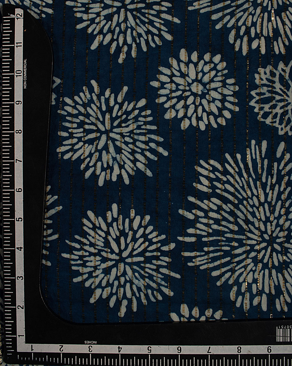 Indigo Hand Block Lurex Cotton Fabric