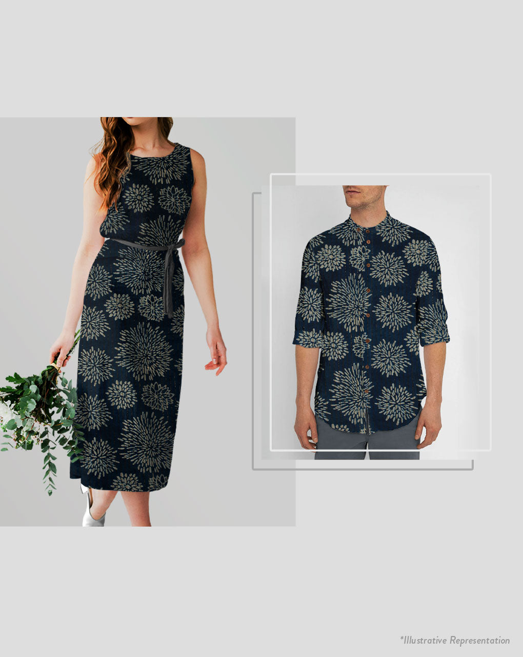 Indigo Hand Block Lurex Cotton Fabric