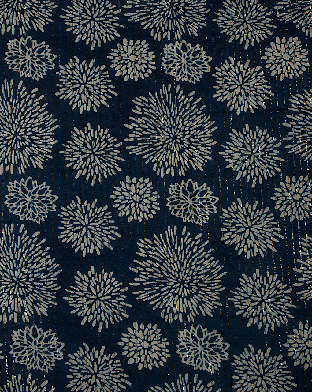 Indigo Hand Block Lurex Cotton Fabric