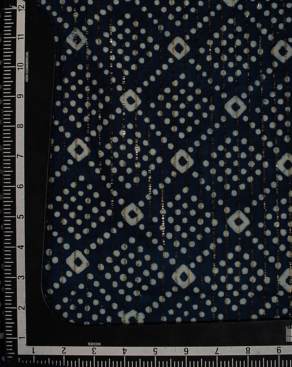 Indigo Hand Block Lurex Cotton Fabric