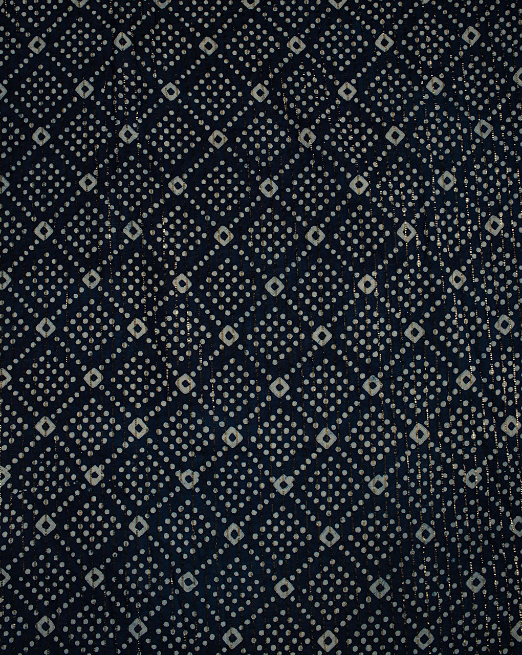 Indigo Hand Block Lurex Cotton Fabric