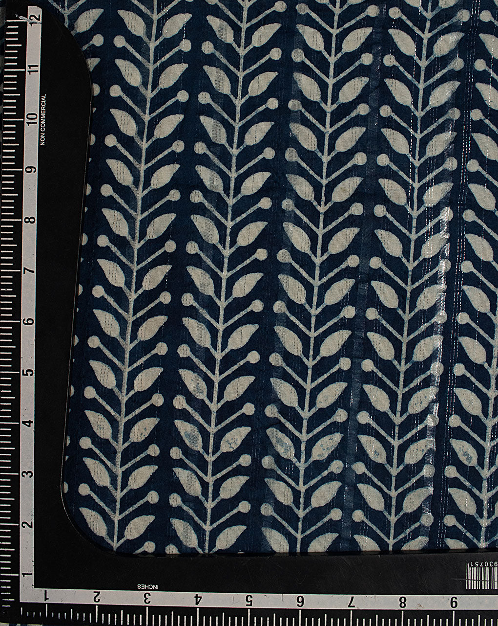 Indigo Hand Block Lurex Cotton Fabric