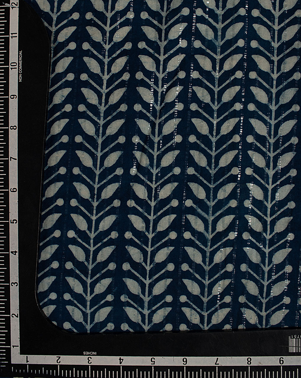 Indigo Hand Block Lurex Cotton Fabric