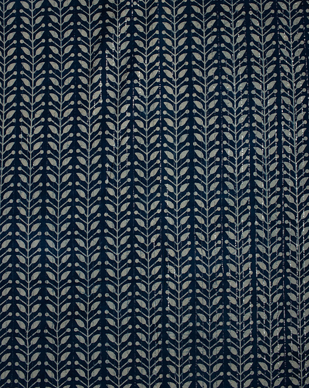 Indigo Hand Block Lurex Cotton Fabric