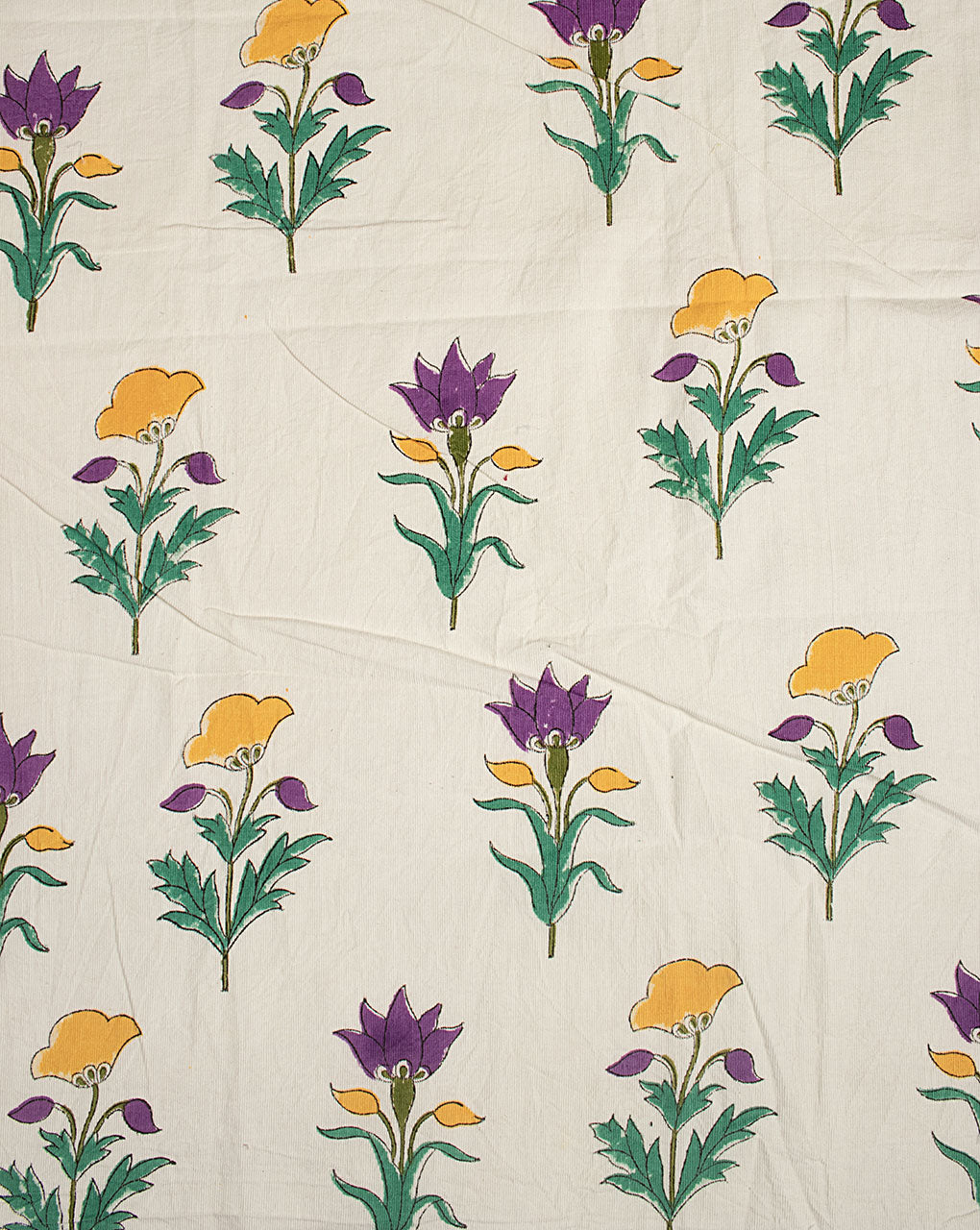 Hand Block Print Cotton Corduroy Fabric (24 Wales)