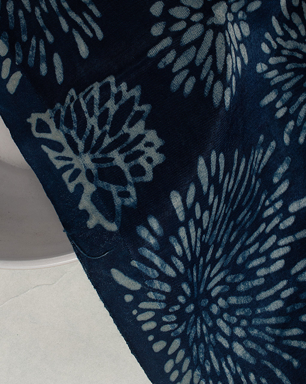 Indigo Hand Block Mashru Silk Fabric
