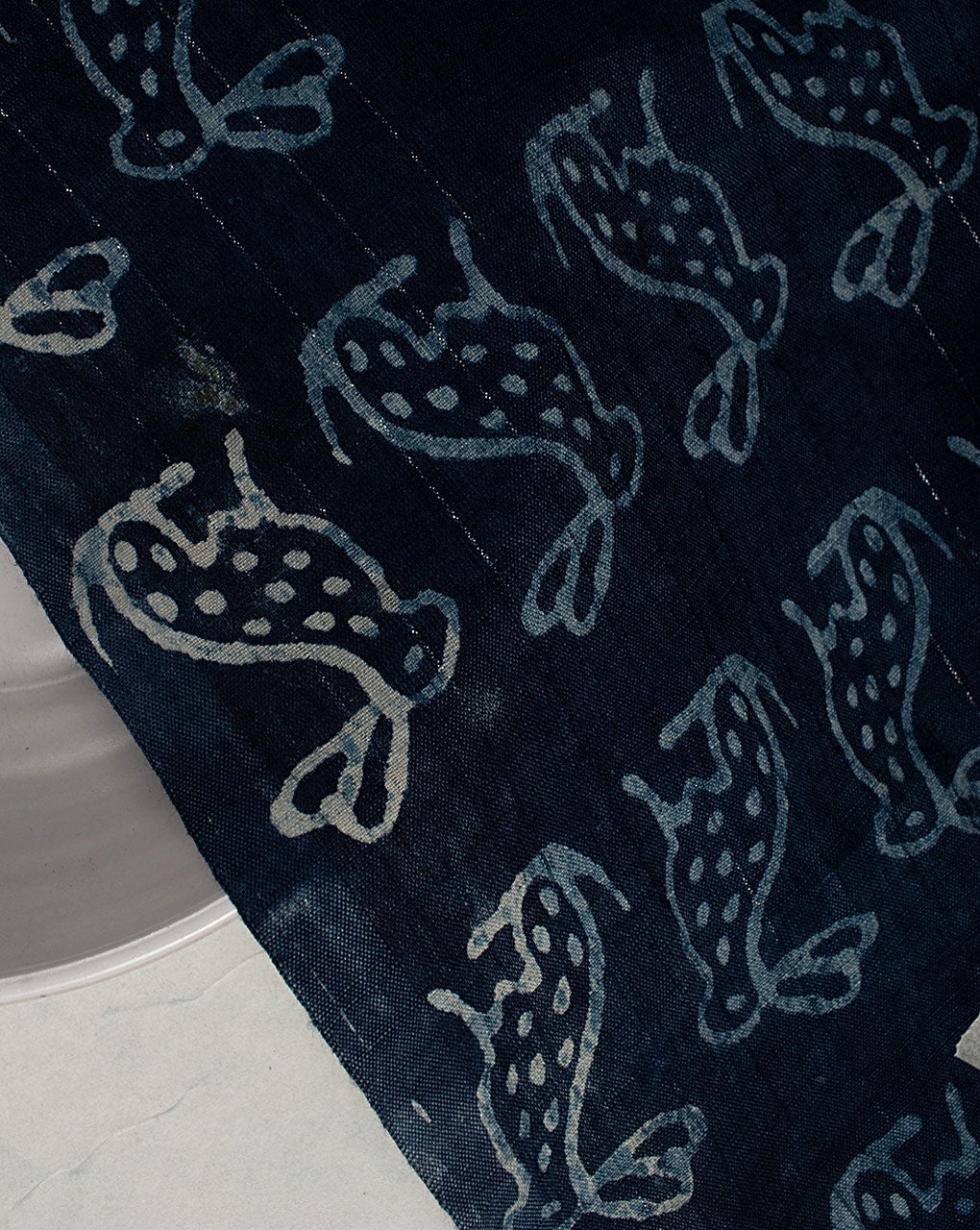 Indigo Hand Block Lurex Rayon Fabric