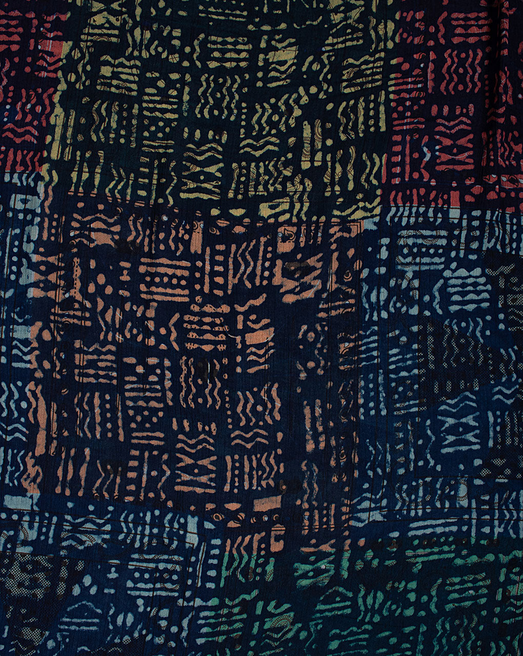 Indigo Hand Block Rayon Crepe Fabric