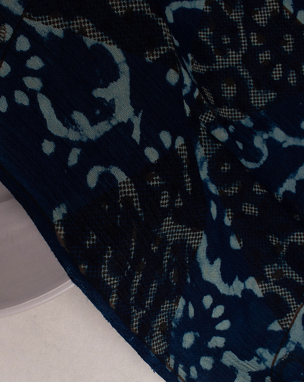 Indigo Hand Block Rayon Crepe Fabric