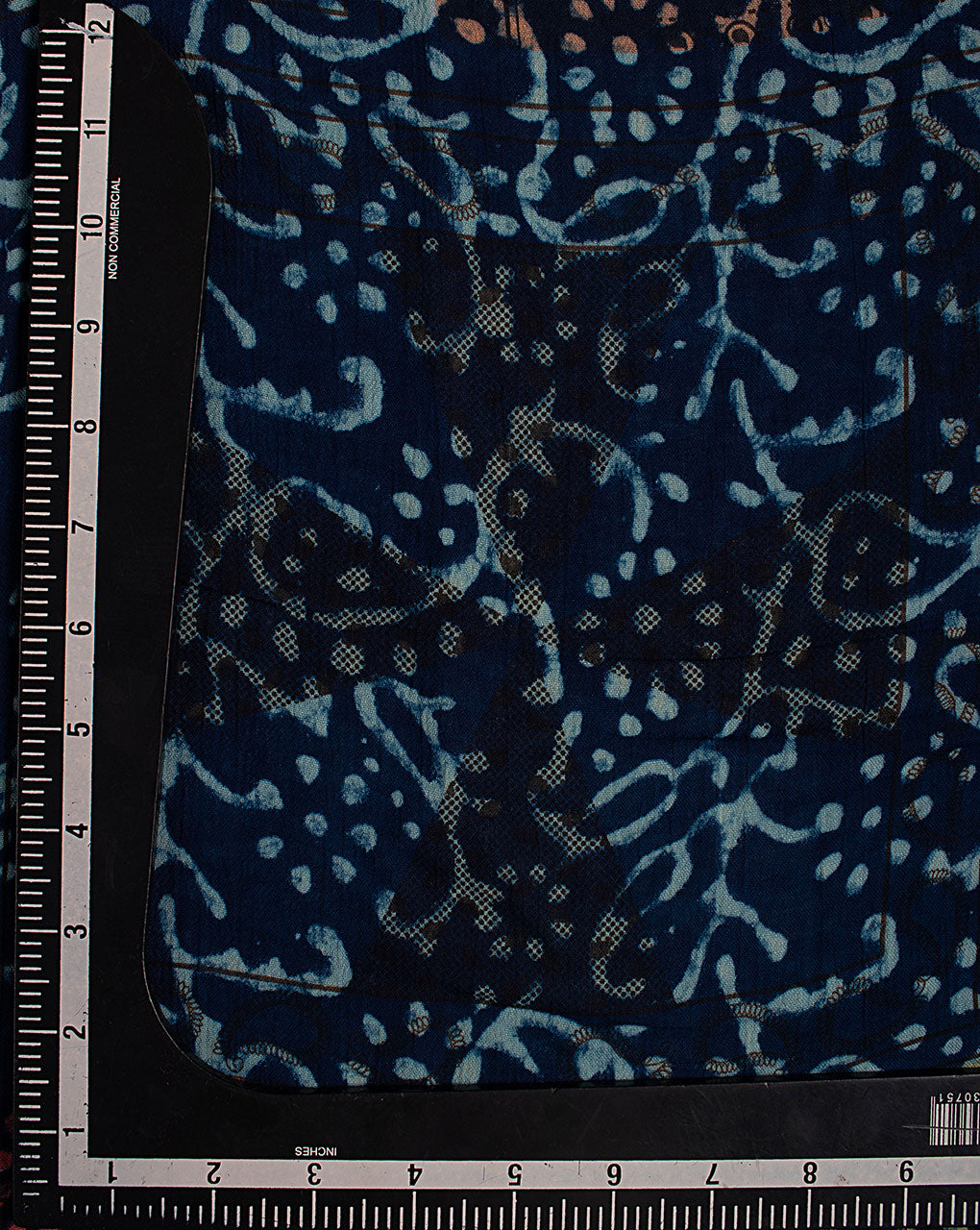 Indigo Hand Block Rayon Crepe Fabric