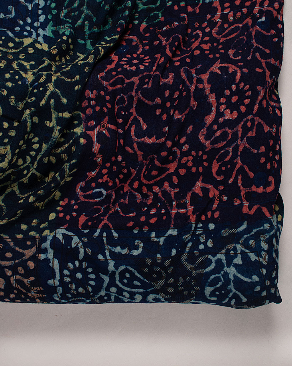 Indigo Hand Block Rayon Crepe Fabric