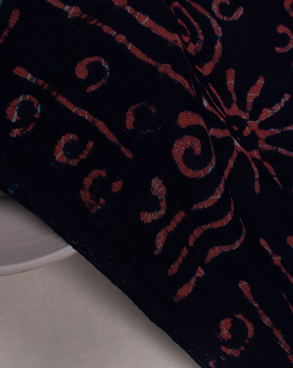Indigo Hand Block Rayon Crepe Fabric