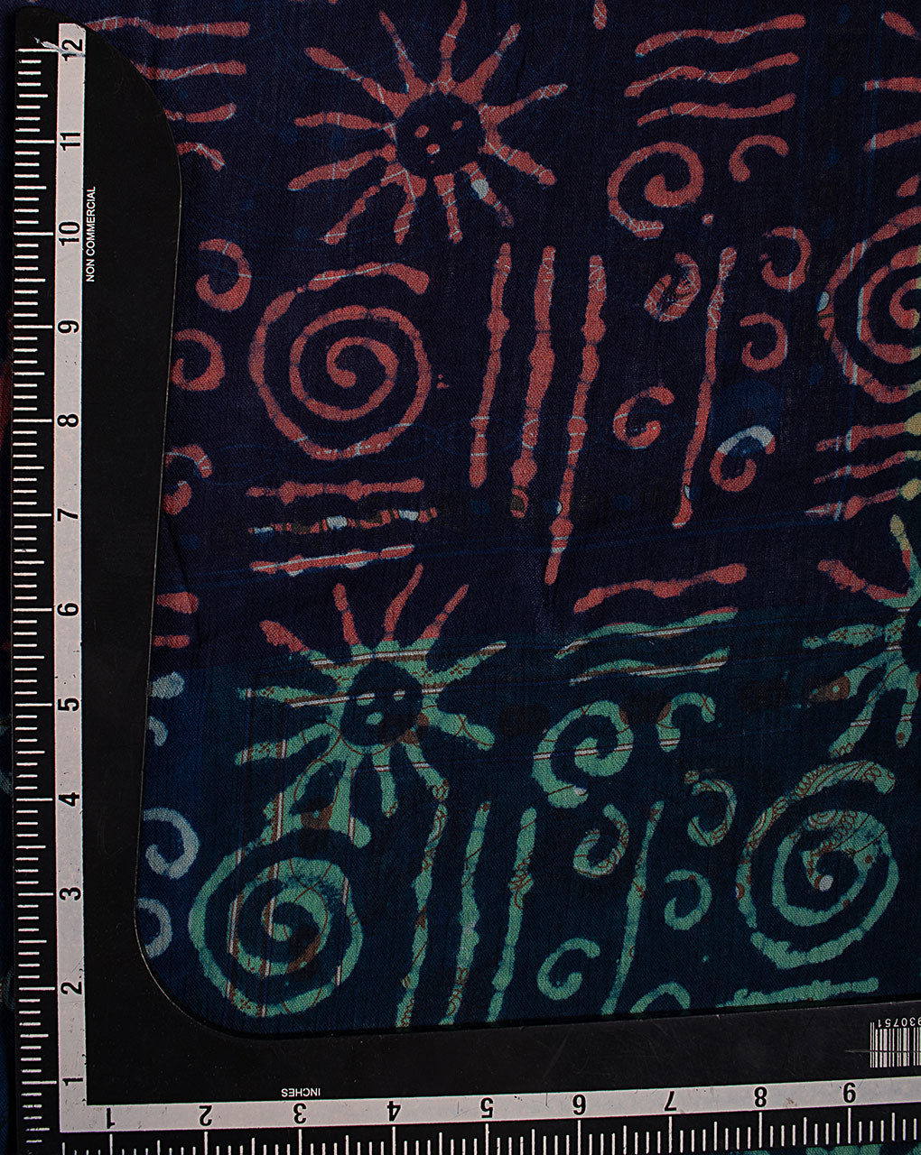 Indigo Hand Block Rayon Crepe Fabric