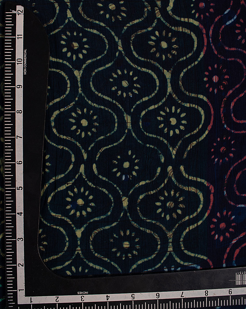 Indigo Hand Block Rayon Crepe Fabric