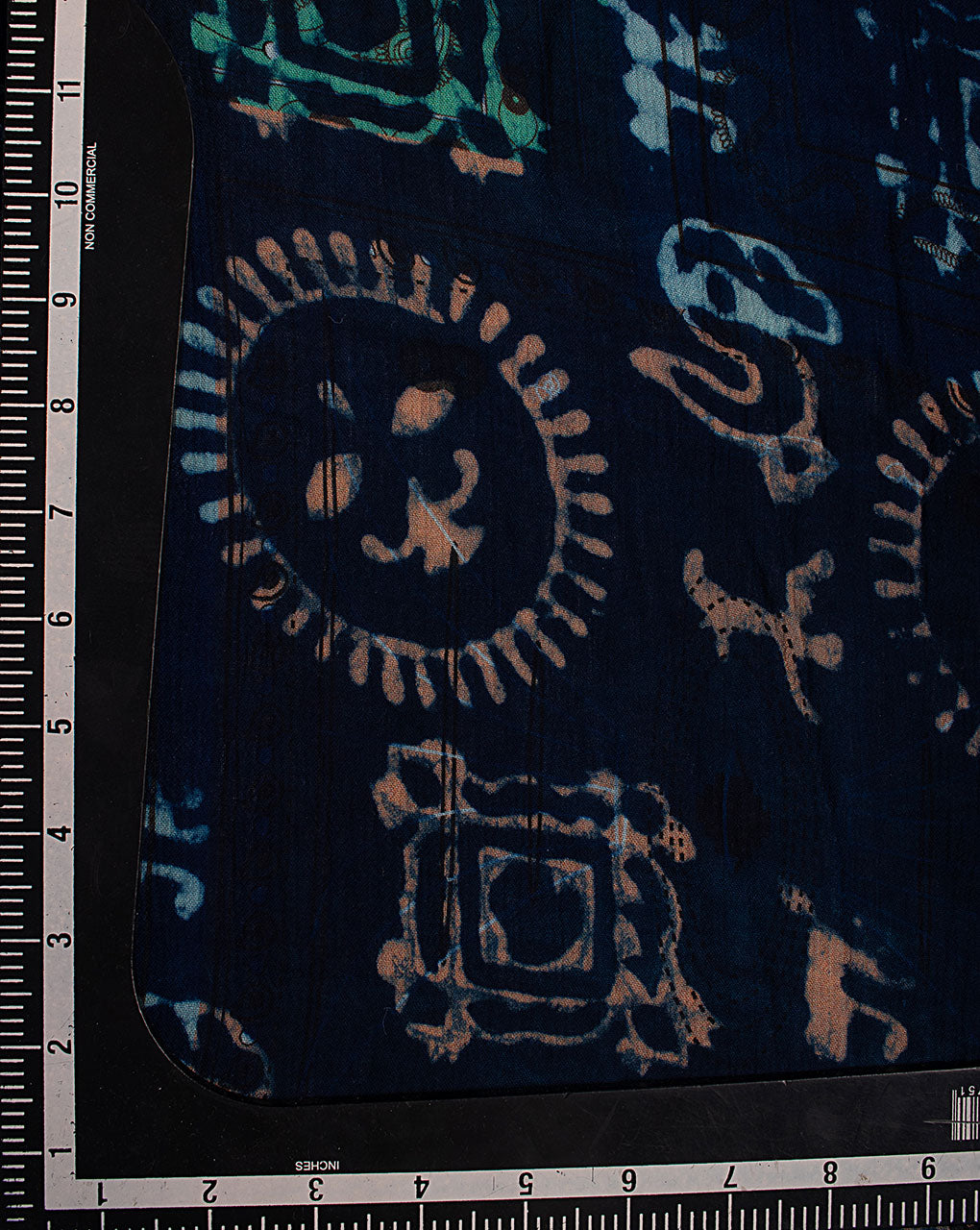 Indigo Hand Block Rayon Crepe Fabric