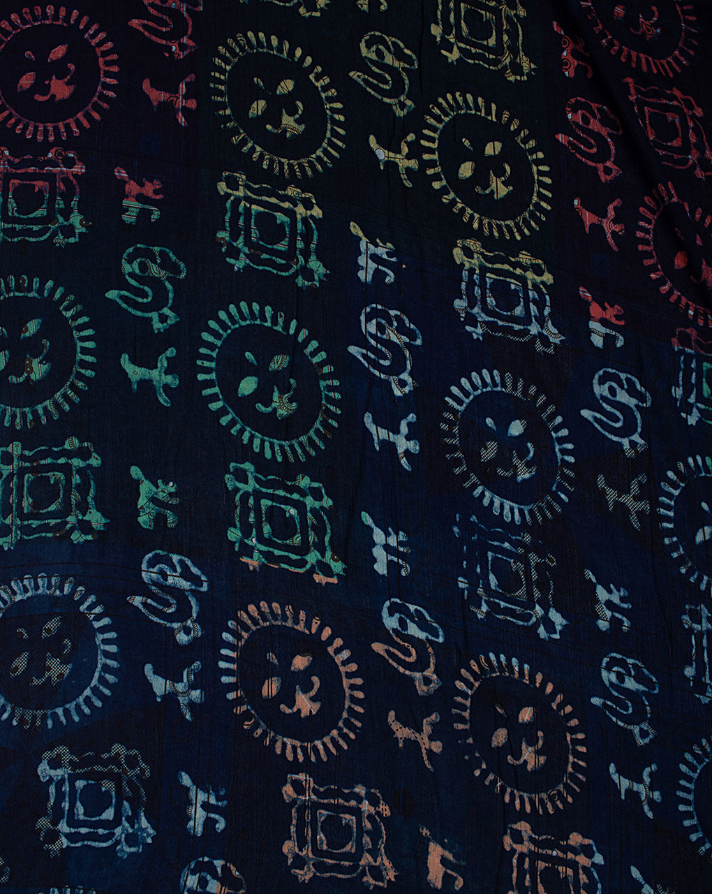 Indigo Hand Block Rayon Crepe Fabric