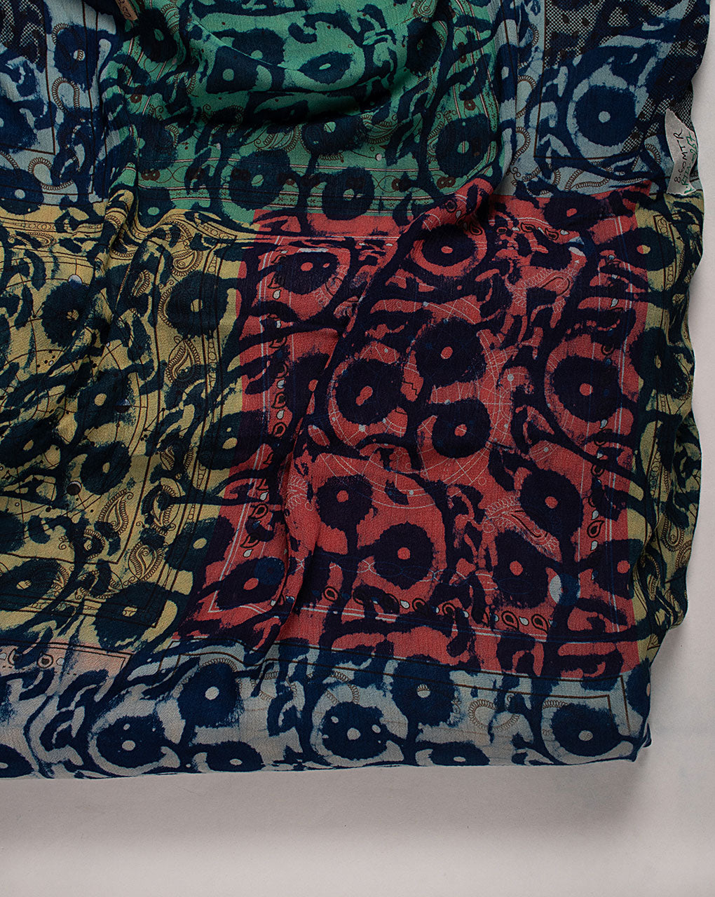 Indigo Hand Block Rayon Crepe Fabric