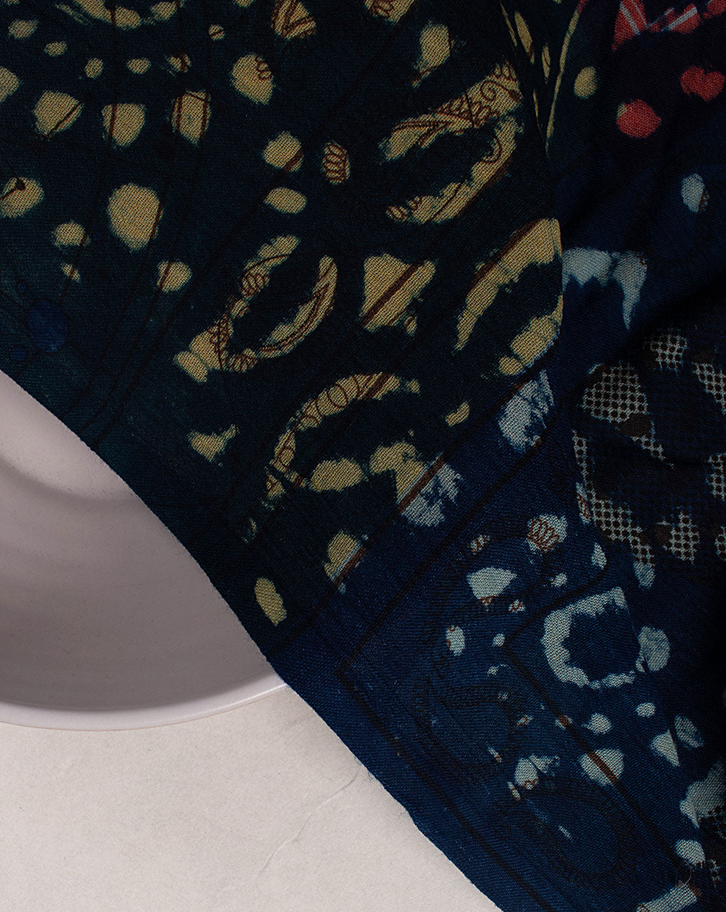 Indigo Hand Block Rayon Crepe Fabric