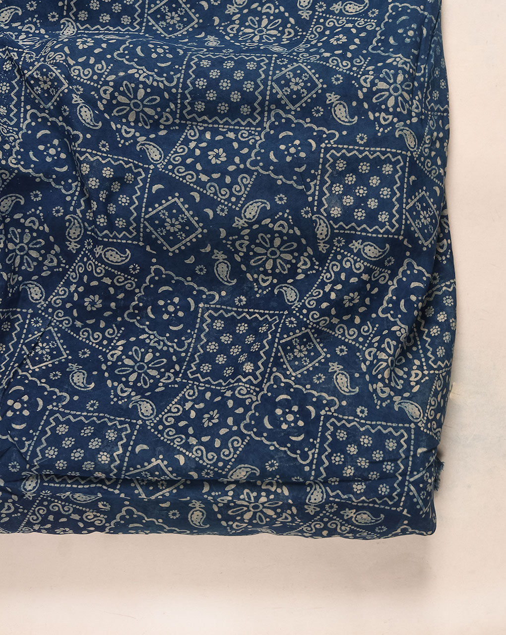 Indigo Hand Block Rayon Fabric ( Width 42 Inch )