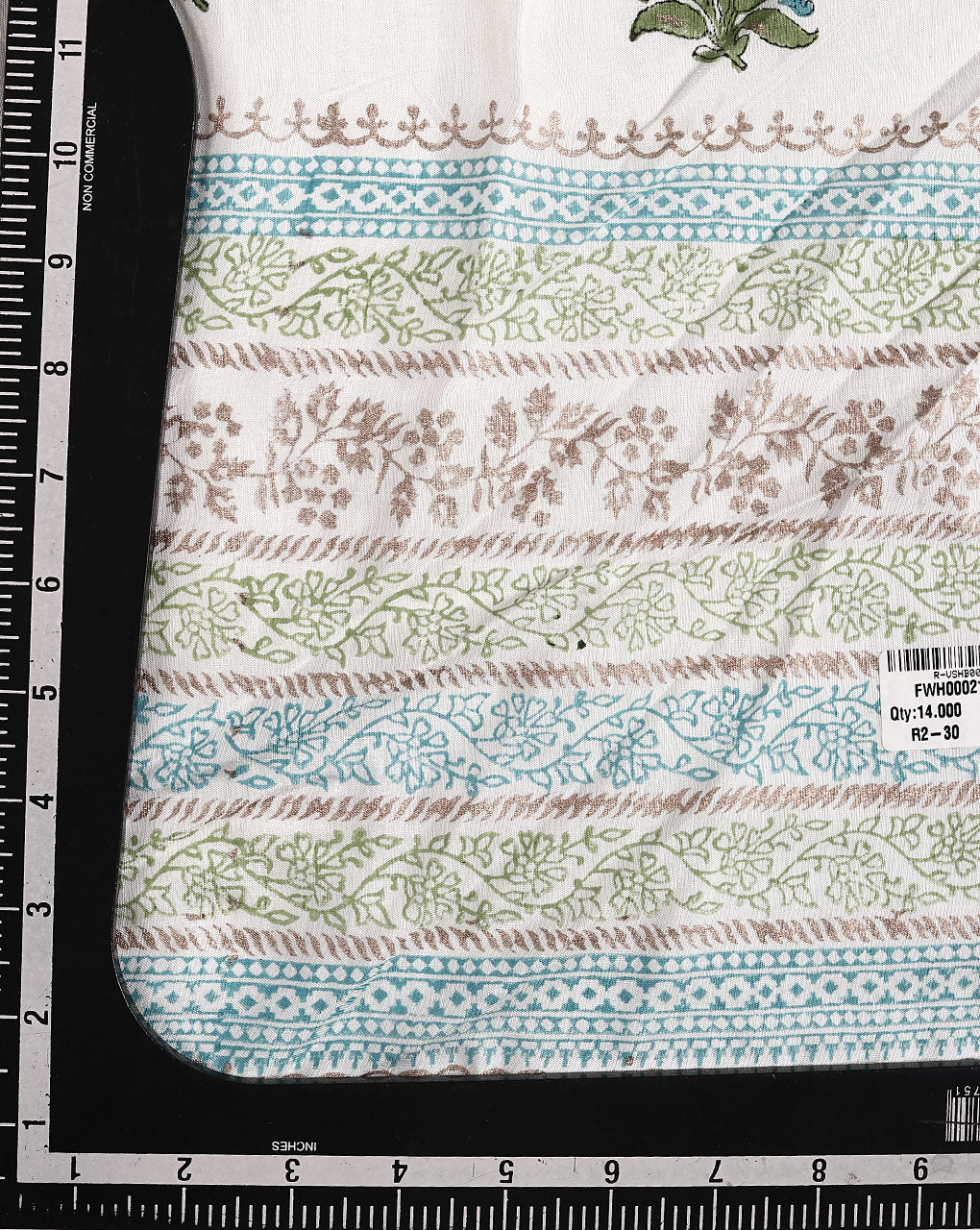 Hand Block Viscose Slub Fabric ( Stock :- 112 Meter )