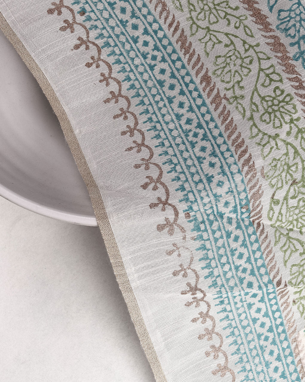 Hand Block Viscose Slub Fabric ( Stock :- 112 Meter )
