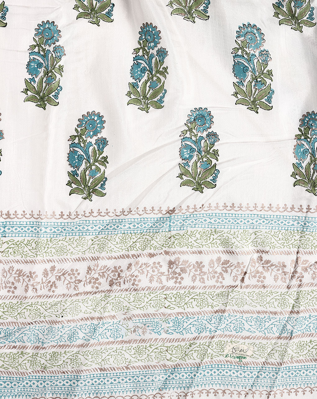 Hand Block Viscose Slub Fabric ( Stock :- 112 Meter )