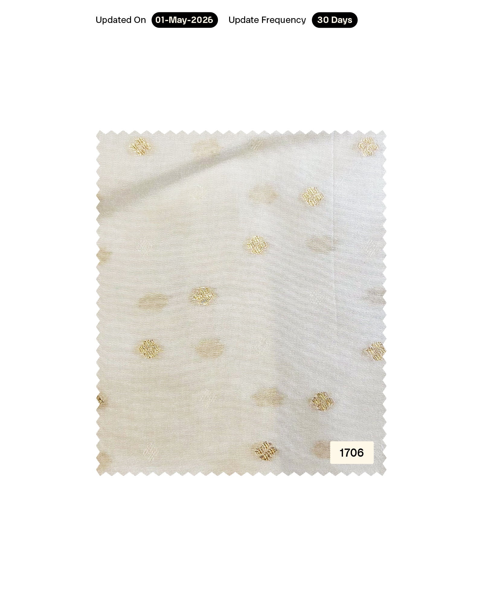 Viscose Golden & White Jecquard Butti Fabric 44" - 7Kg
