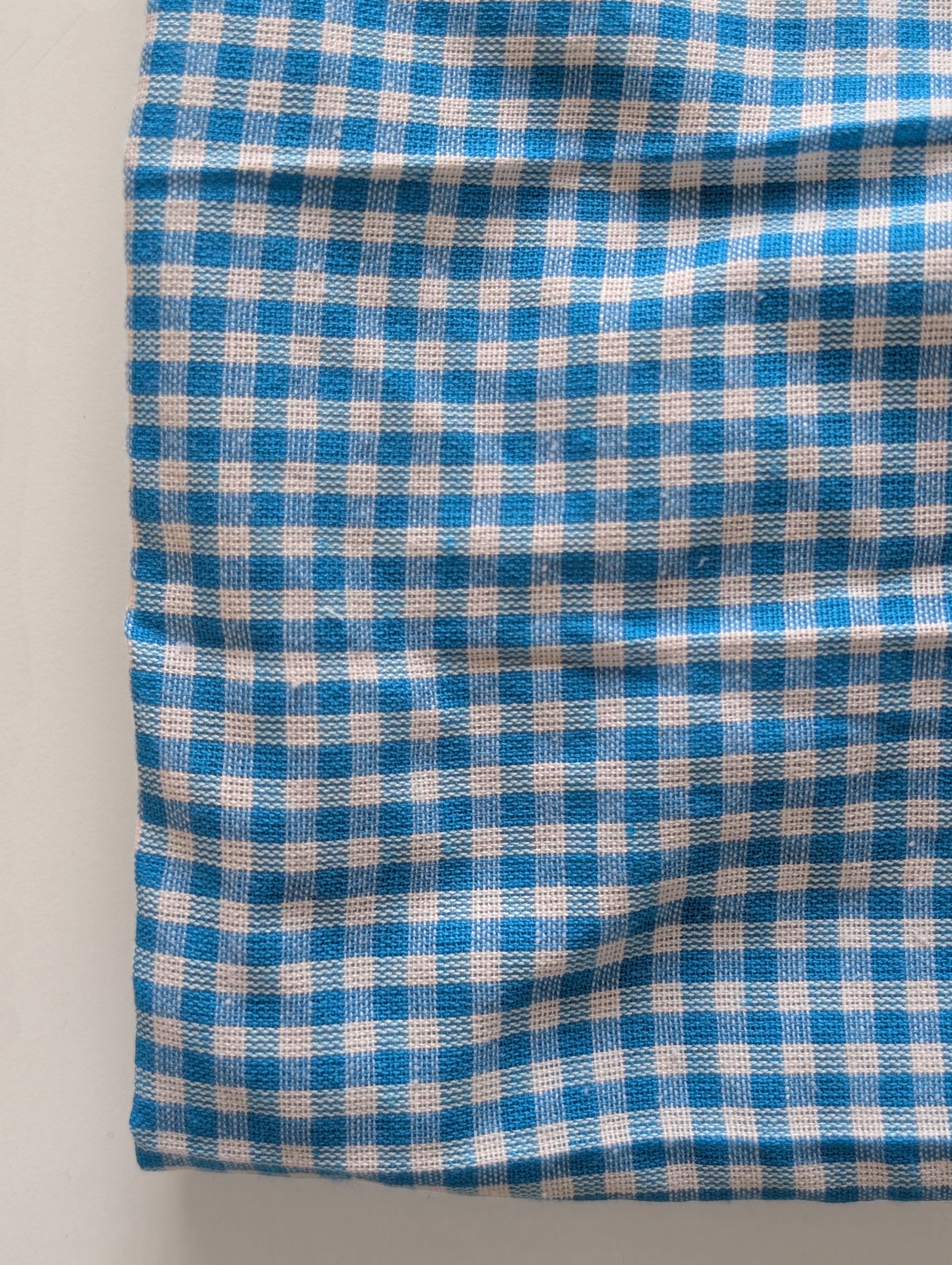 Blue Ckecks Blended Cotton Yarn Dyed Fabric 60"