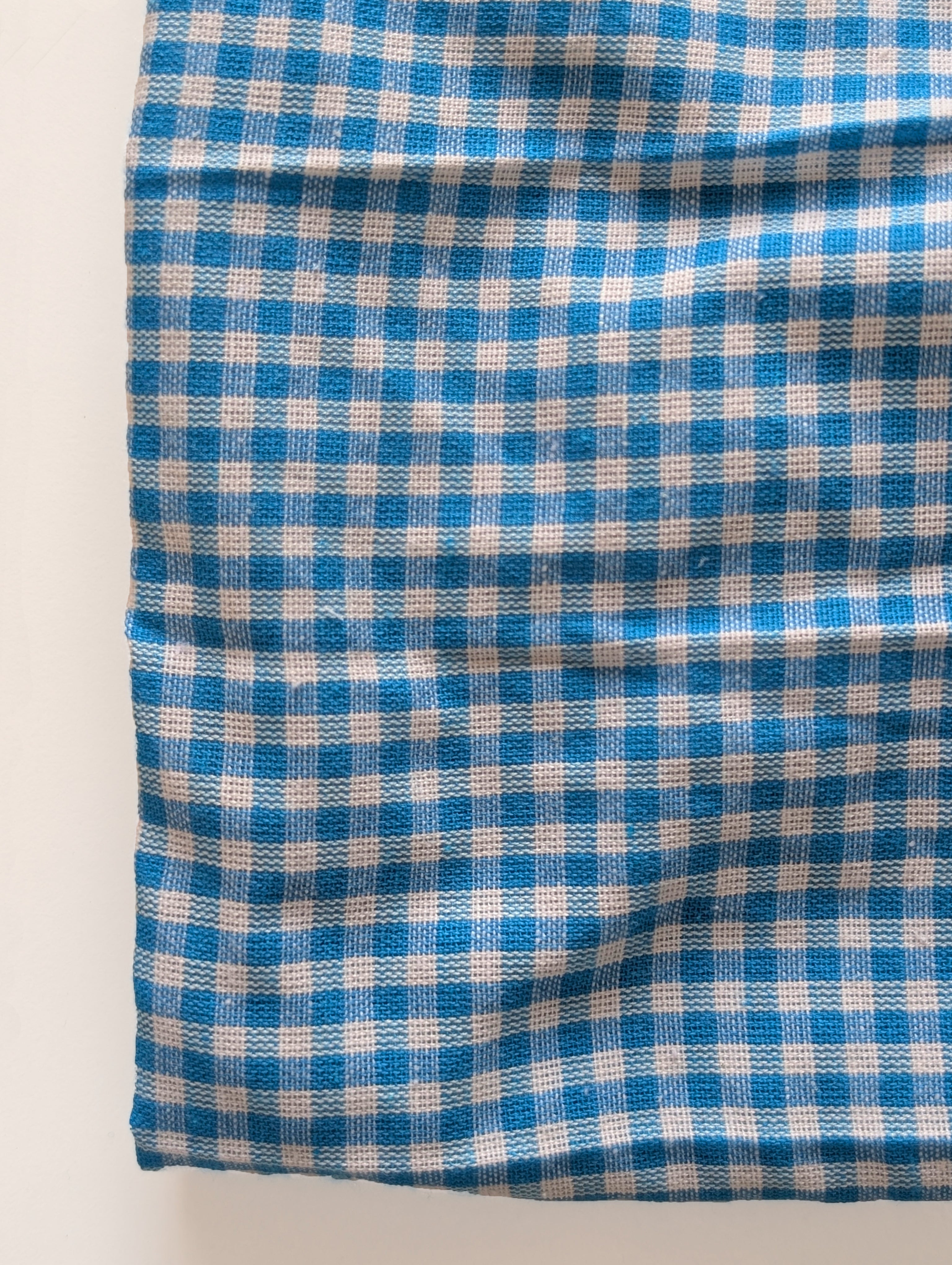 Blue Ckecks Blended Cotton Yarn Dyed Fabric 60"