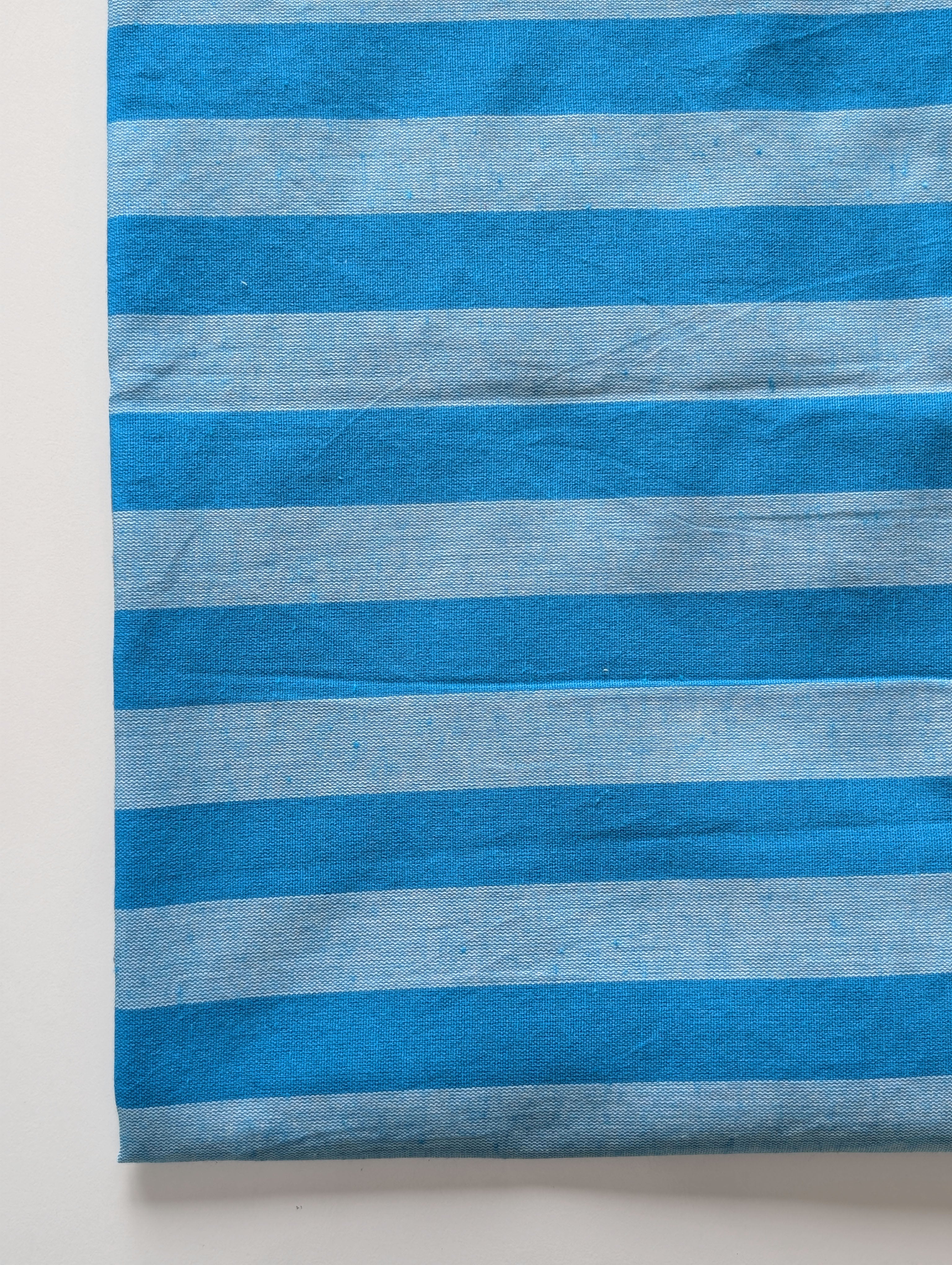 Turquoise Stripes Blended Cotton Yarn Dyed Fabric