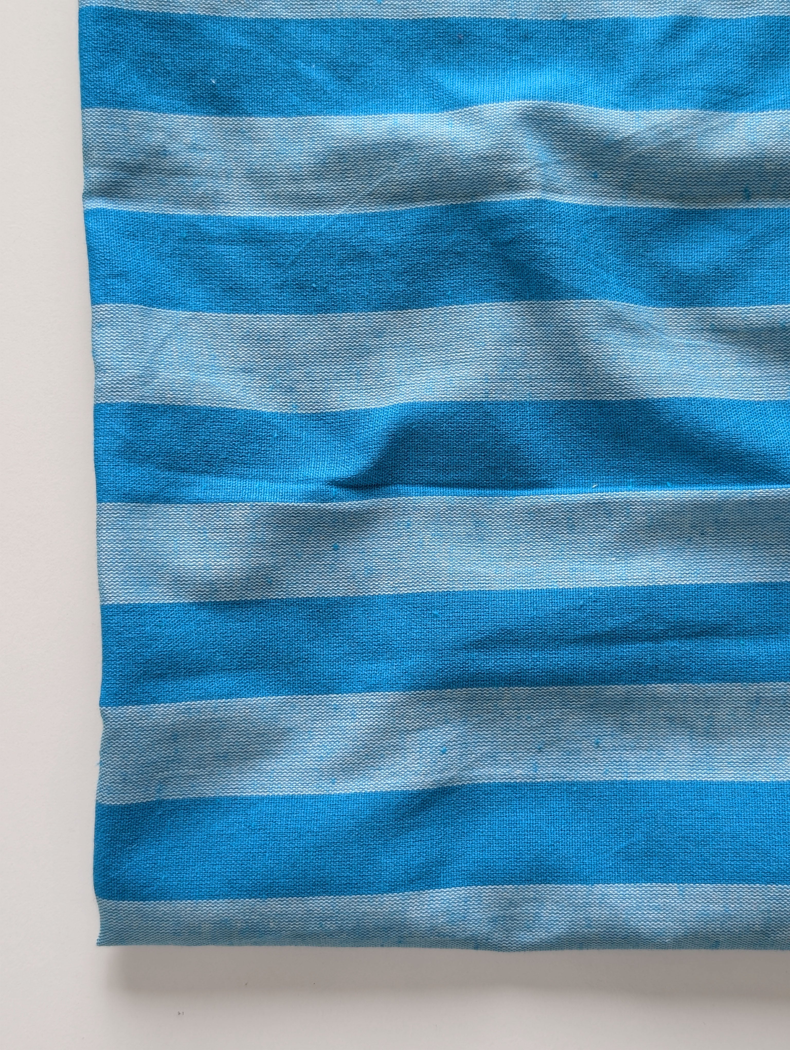 Turquoise Stripes Blended Cotton Yarn Dyed Fabric