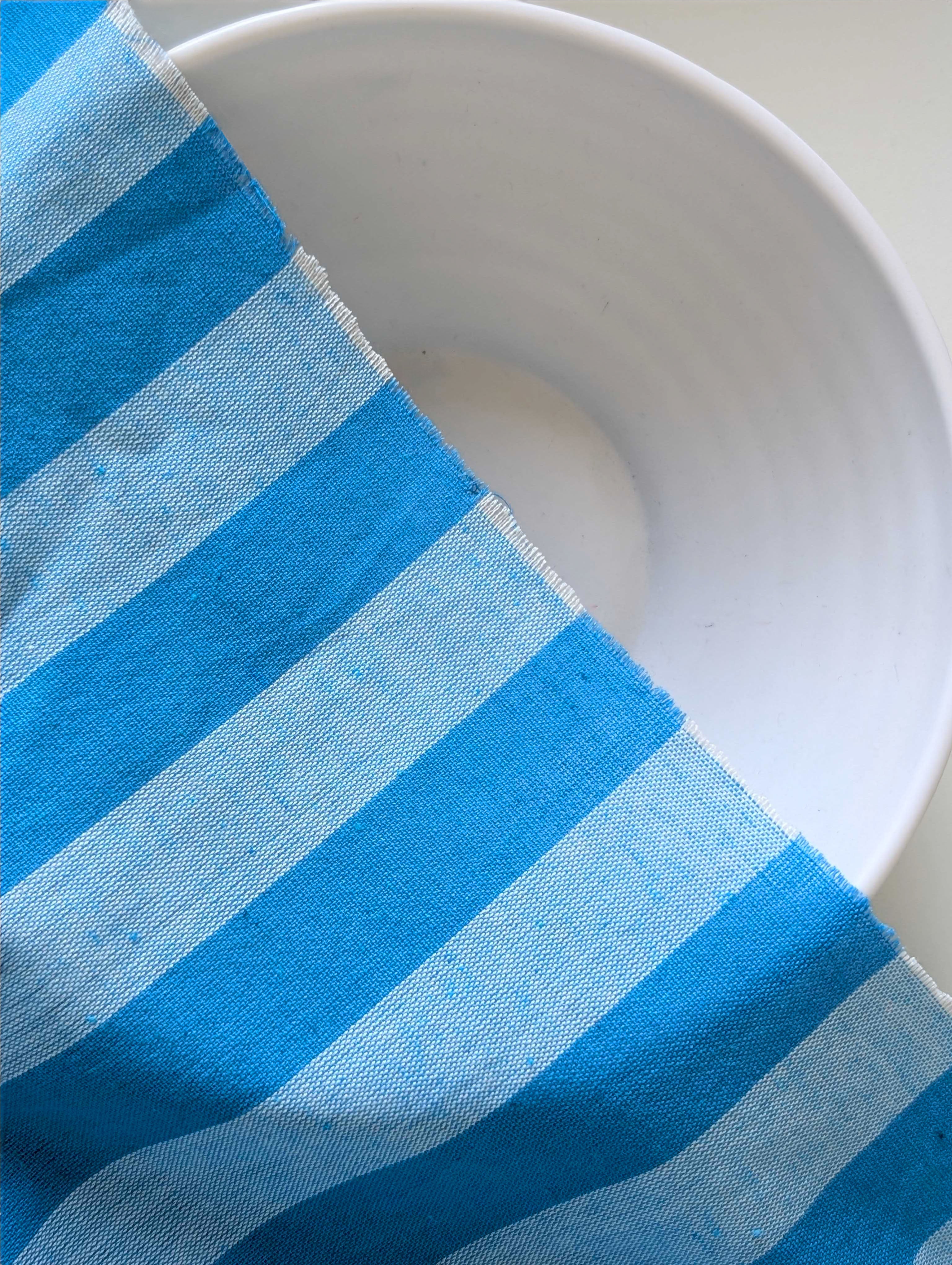 Turquoise Stripes Blended Cotton Yarn Dyed Fabric