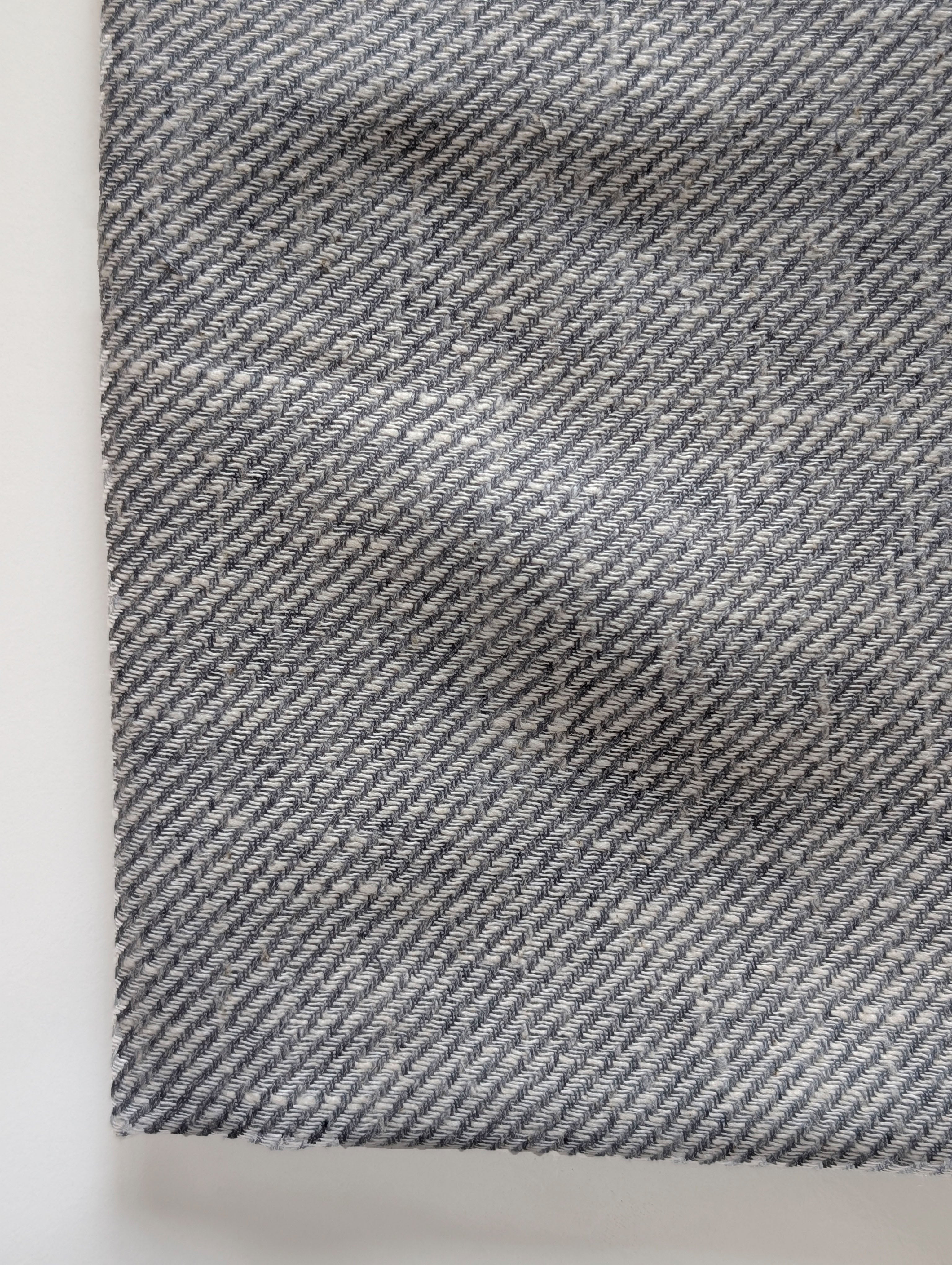 Grey Stripes Loom Textured Blended Cotton Yarn Dyed Fabric 58"