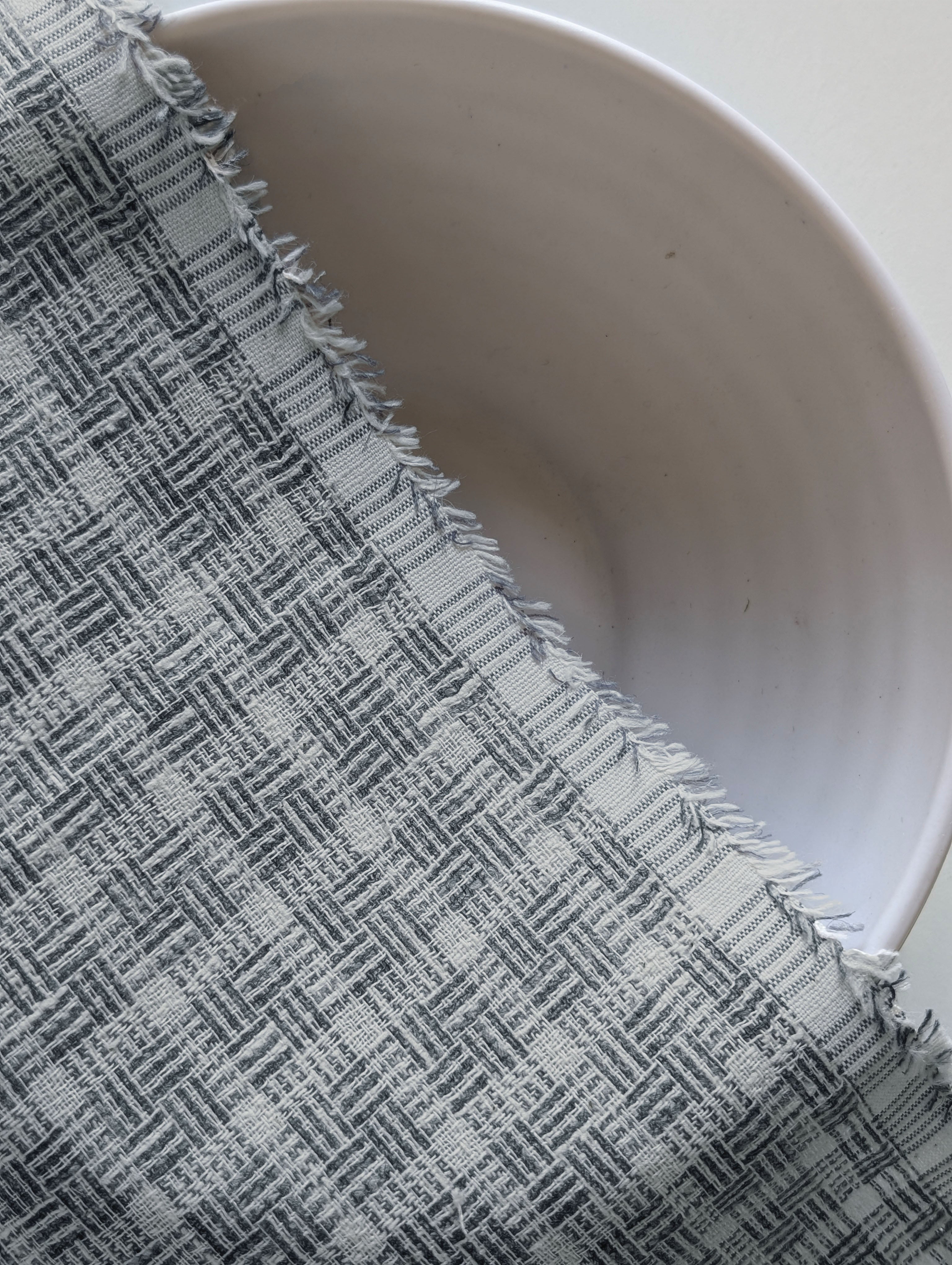 Grey Checks Loom Textured Blended Cotton Yarn Dyed Fabric 56"