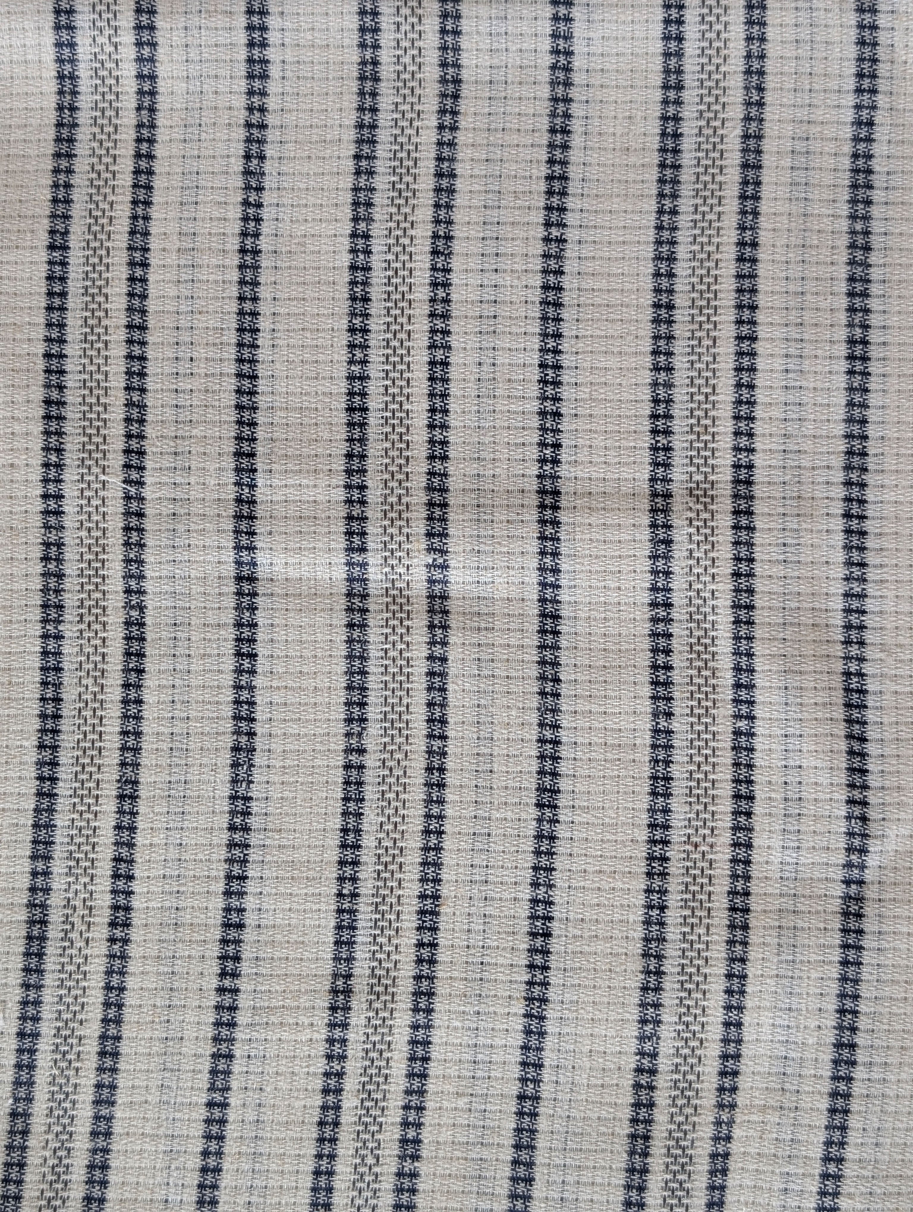 Off-White Stripes Loom Textured Blended Cotton Yarn Dyed Fabric 56"
