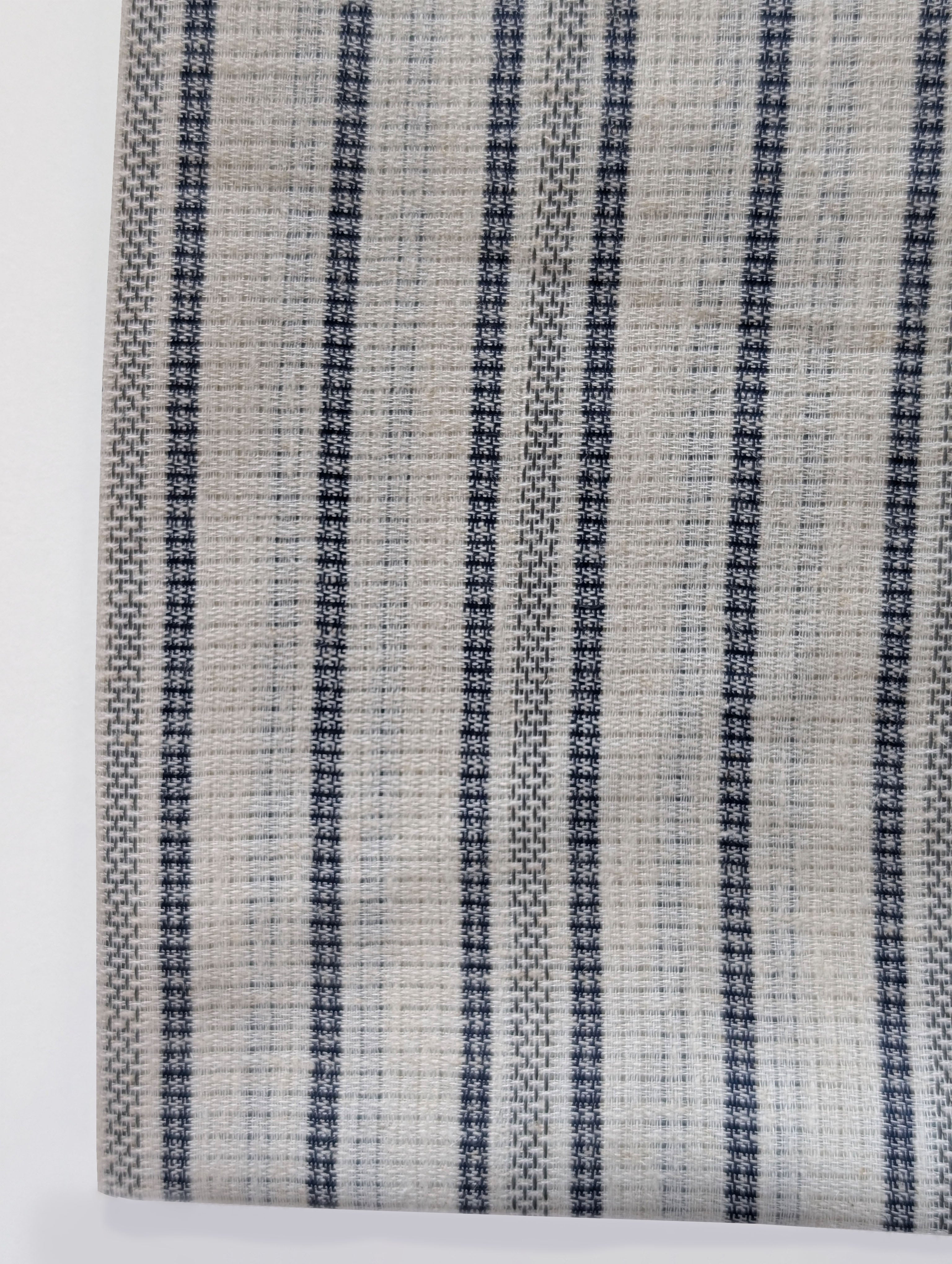 Off-White Stripes Loom Textured Blended Cotton Yarn Dyed Fabric 56"