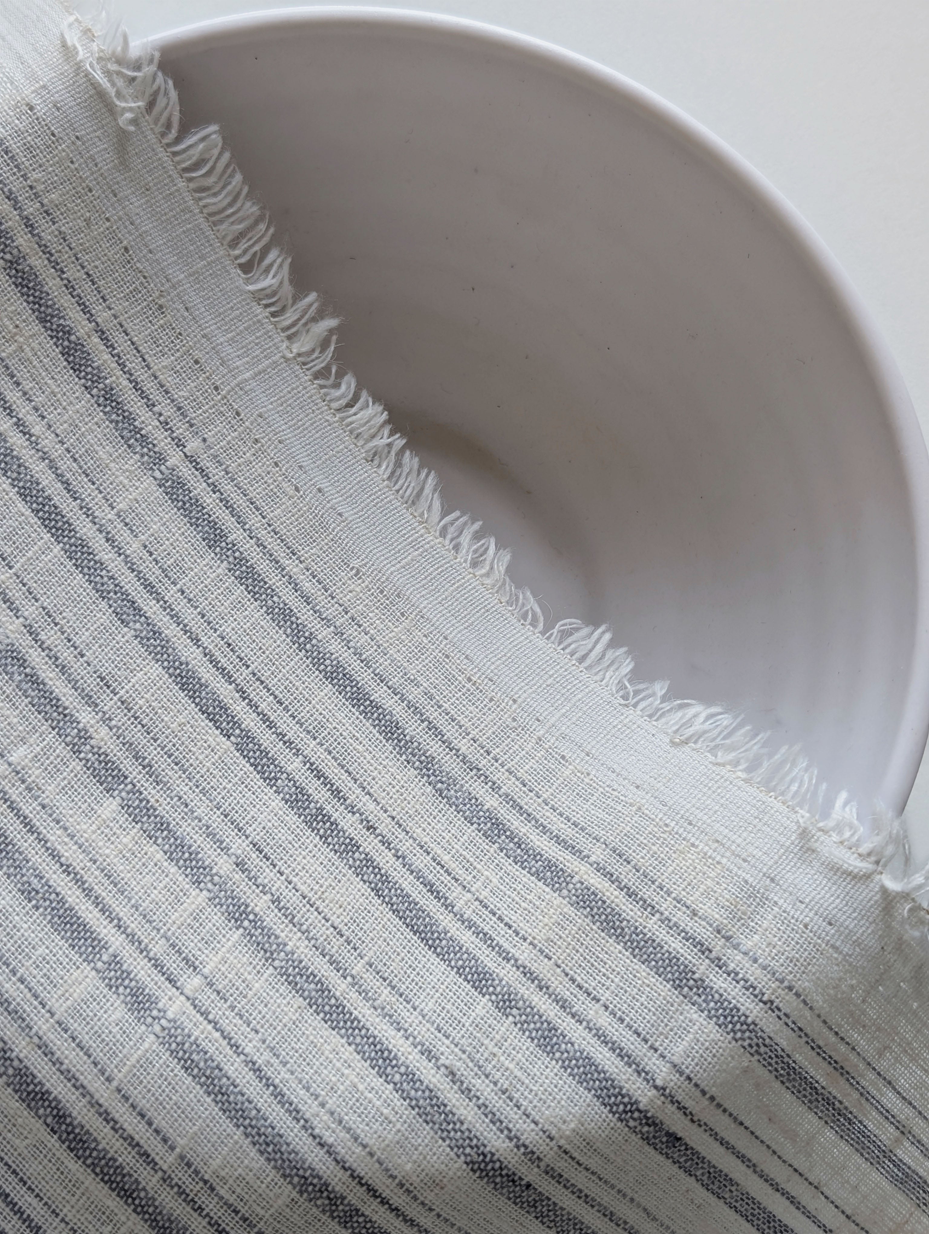 Grey Stripes Loom Textured Blended Cotton Yarn Dyed Fabric 58"