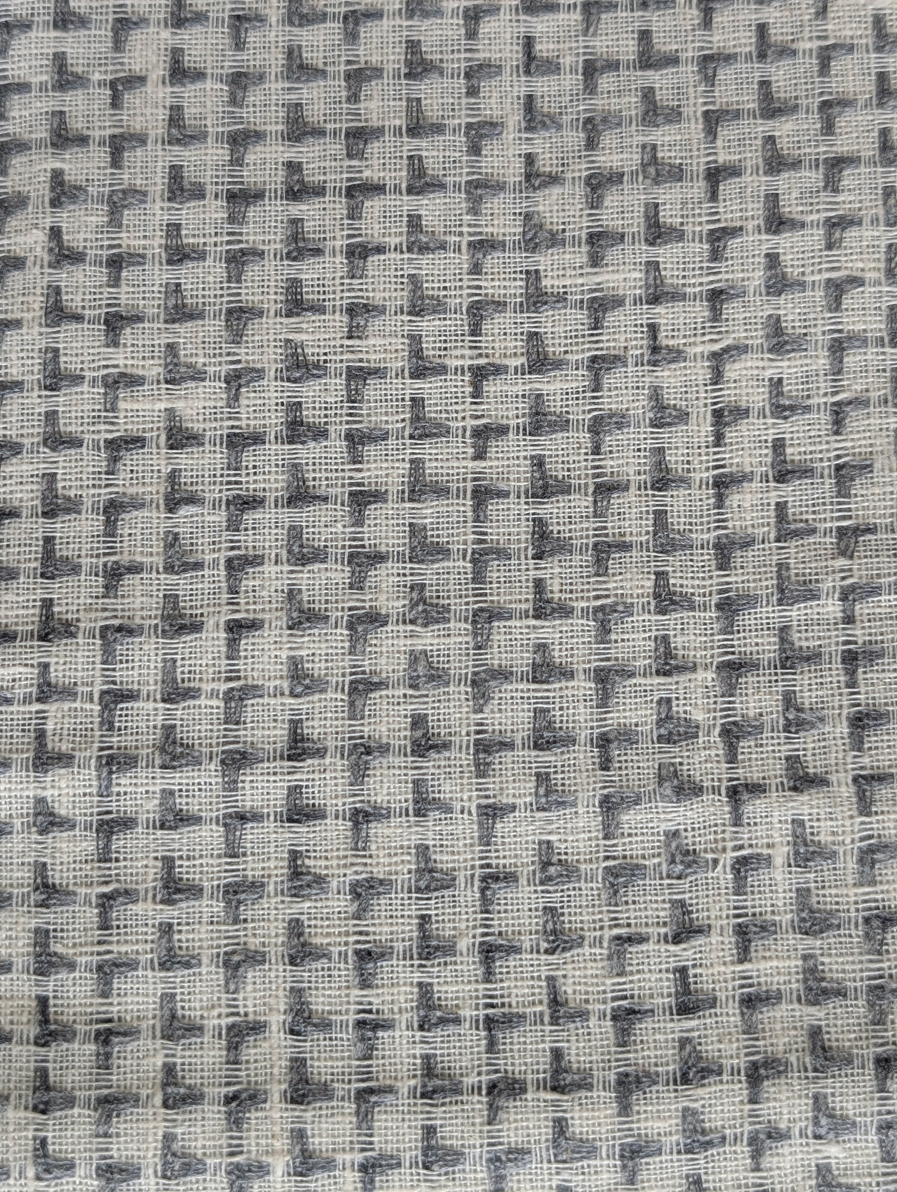 Grey Geometric Loom Textured Blended Cotton Yarn Dyed Fabric 58"