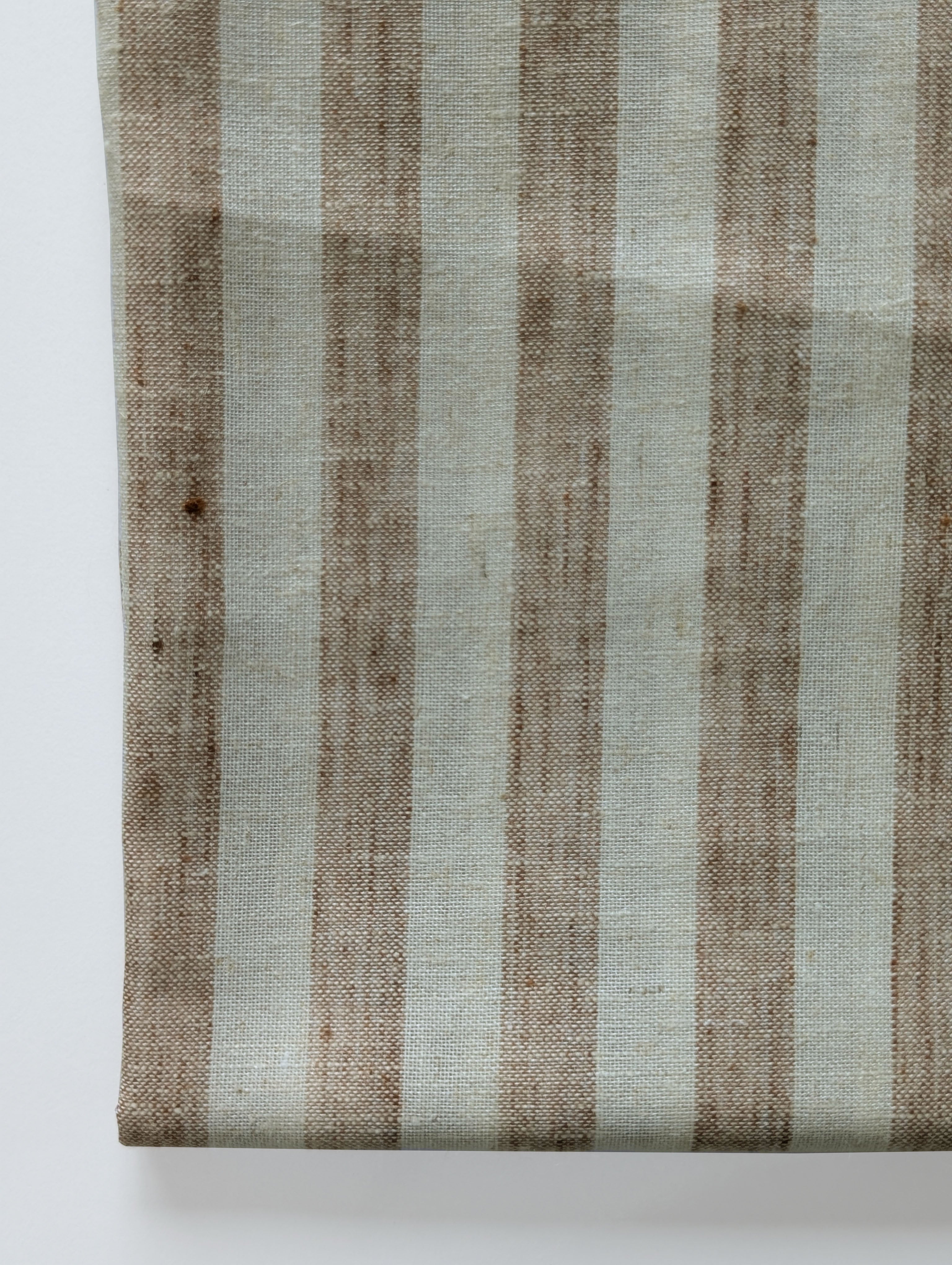 Brown Stripes Loom Textured Blended Cotton Yarn Dyed Fabric 58"