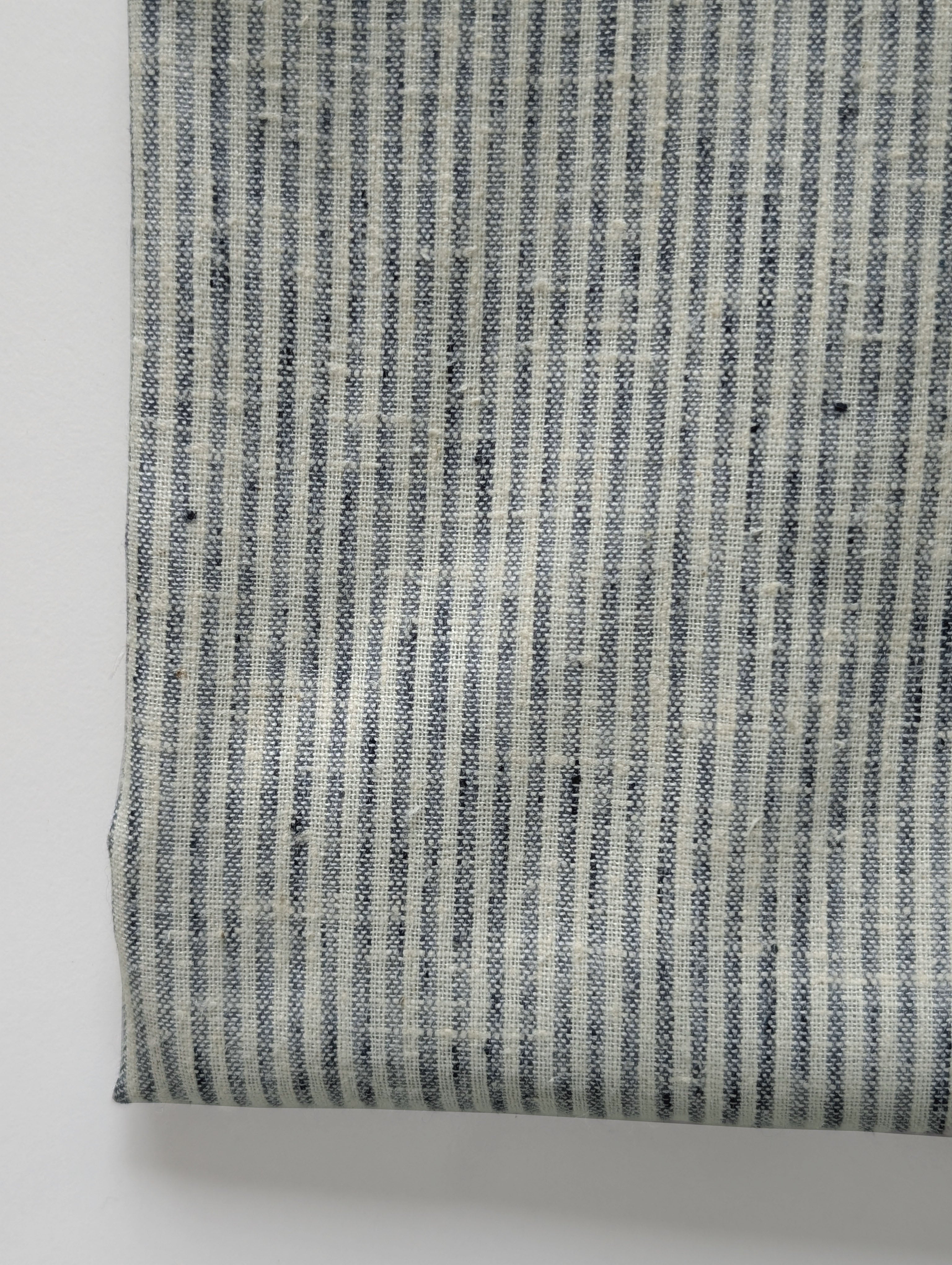 Grey Stripes Loom Textured Blended Cotton Yarn Dyed Fabric 54"