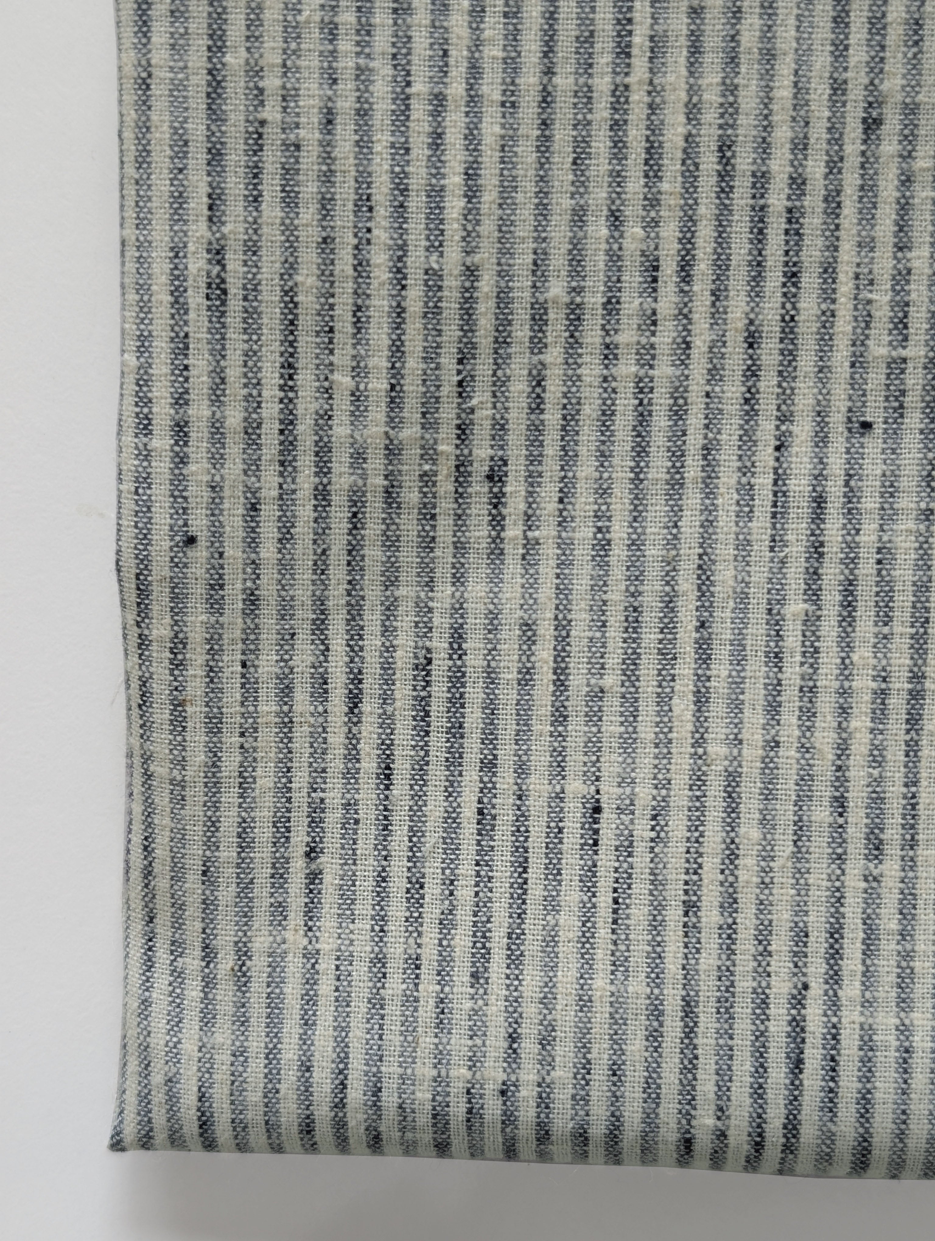 Grey Stripes Loom Textured Blended Cotton Yarn Dyed Fabric 54"