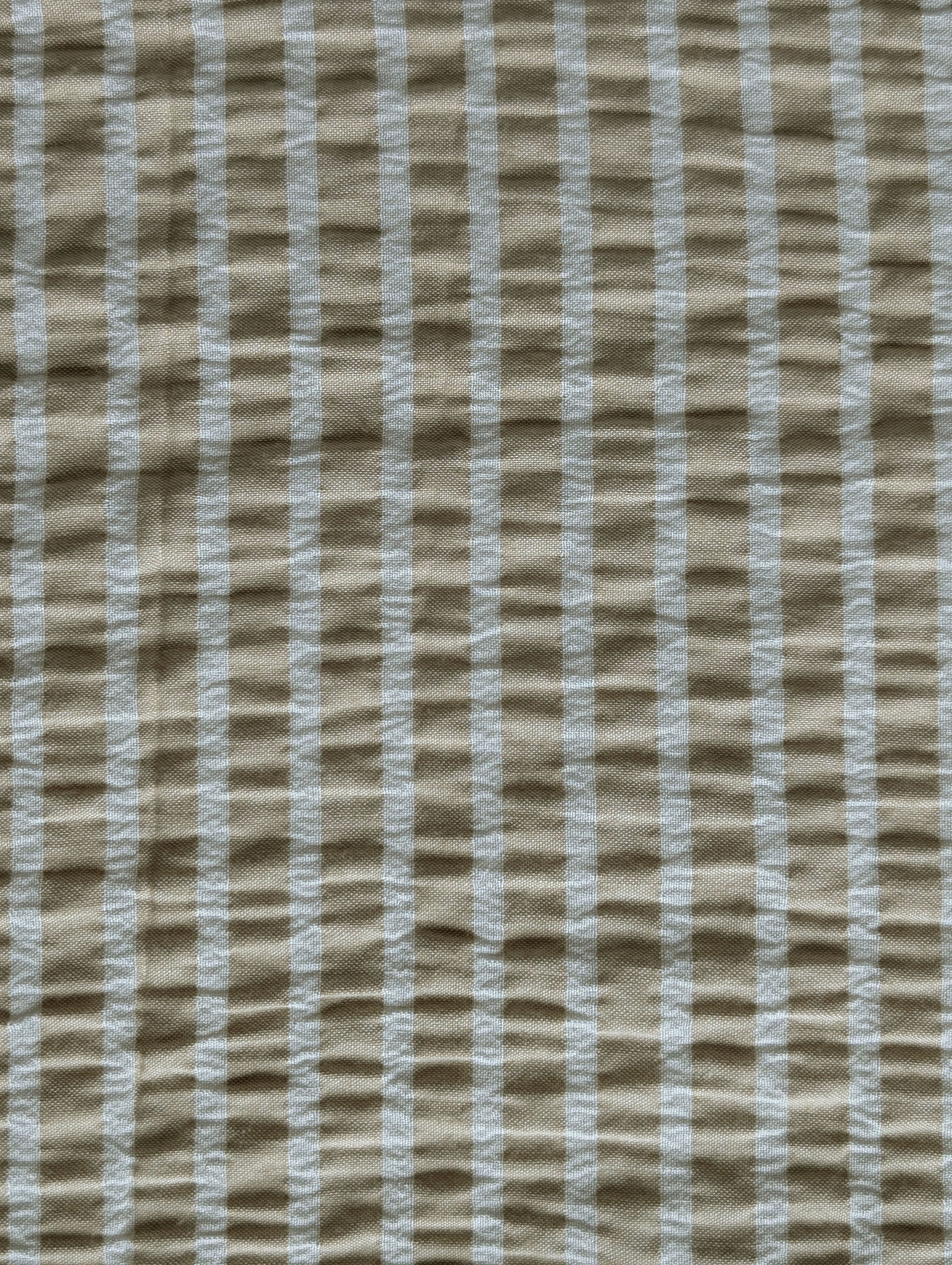 Beige Stripes Seersucker Blended Cotton Yarn Dyed Fabric 50"