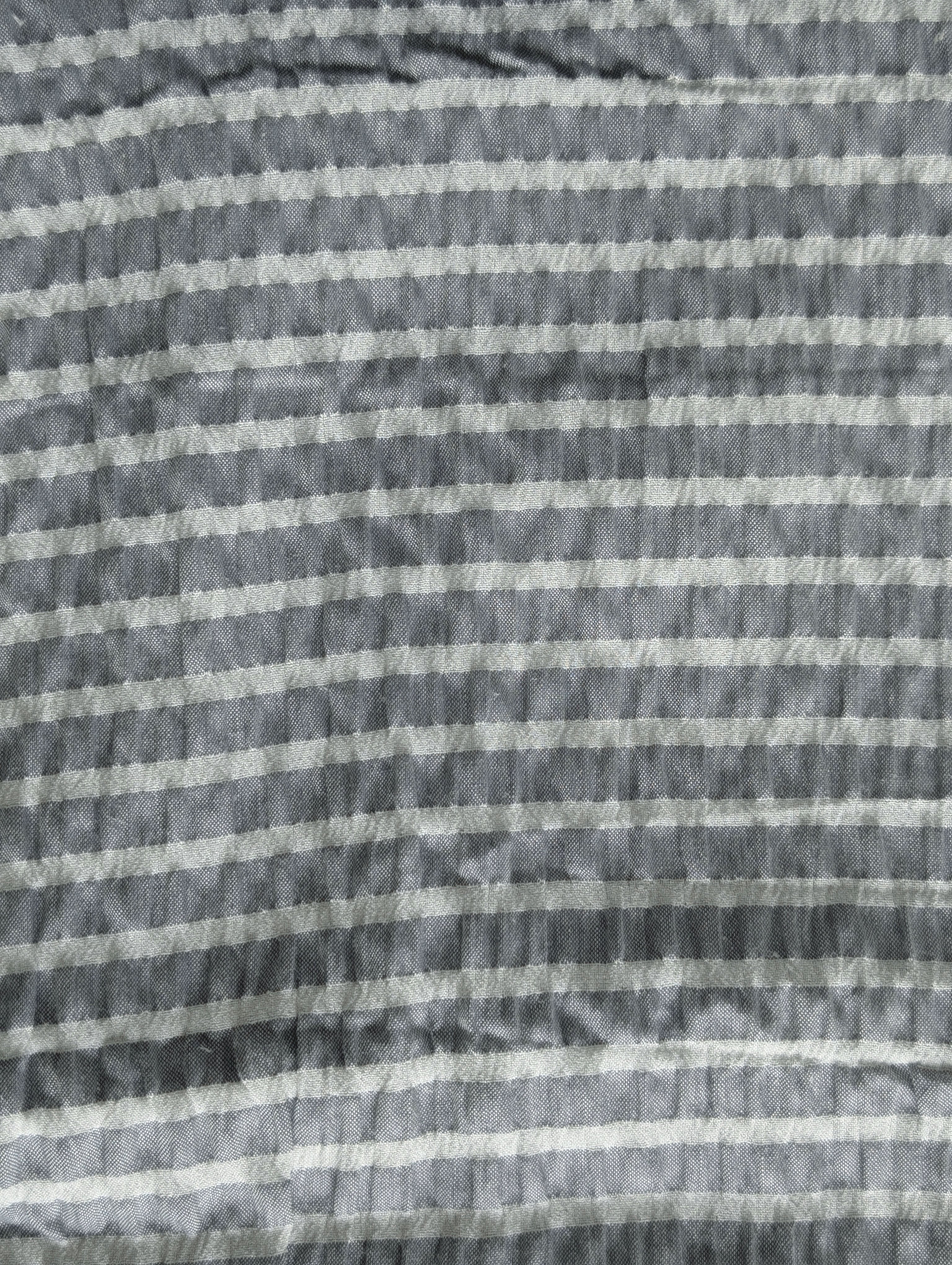 Grey Stripes Seersucker Blended Cotton Yarn Dyed Fabric 50"