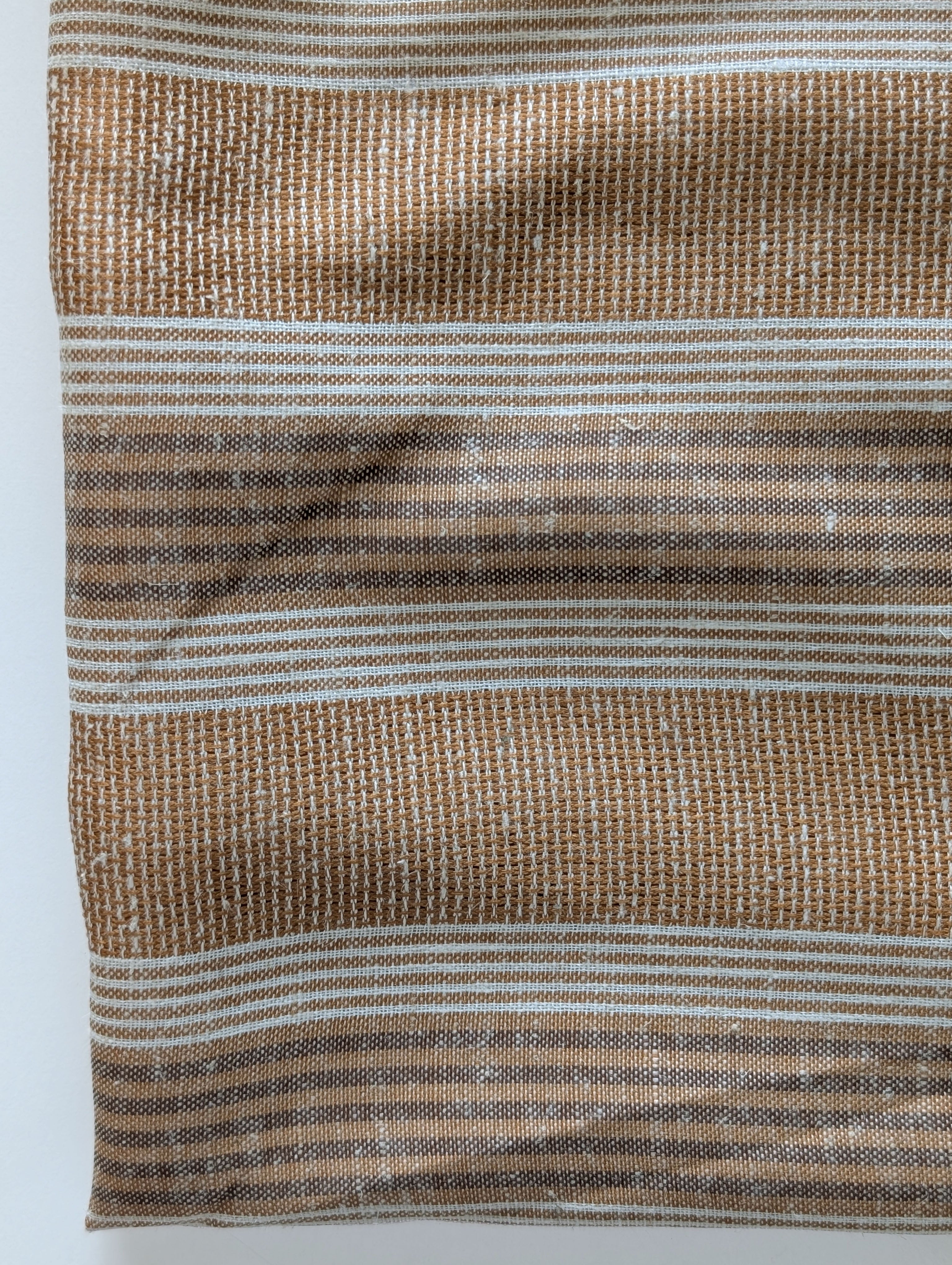 Brown Stripes Loom Textured Blended Cotton Yarn Dyed Fabric 58"