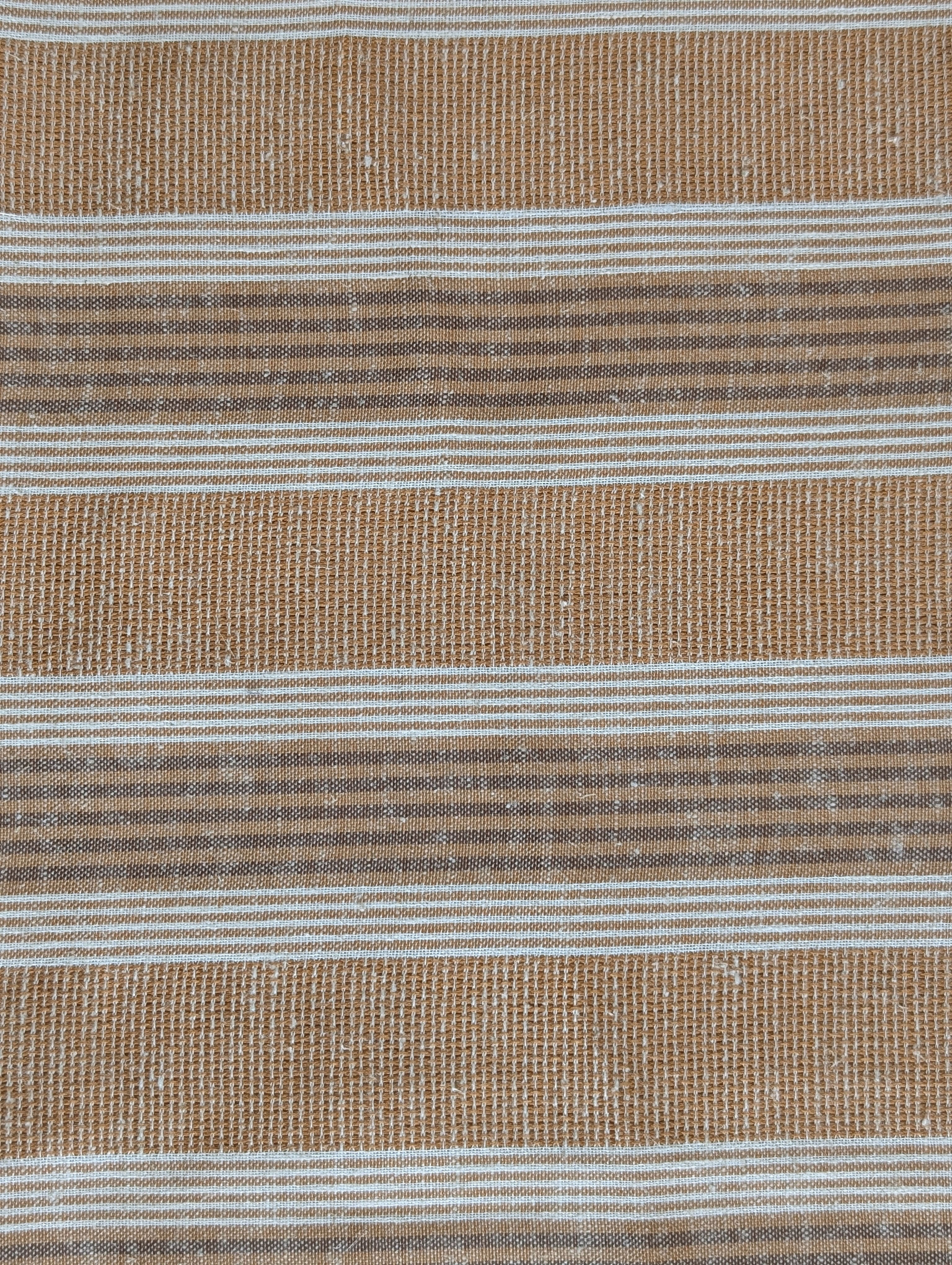 Brown Stripes Loom Textured Blended Cotton Yarn Dyed Fabric 58"