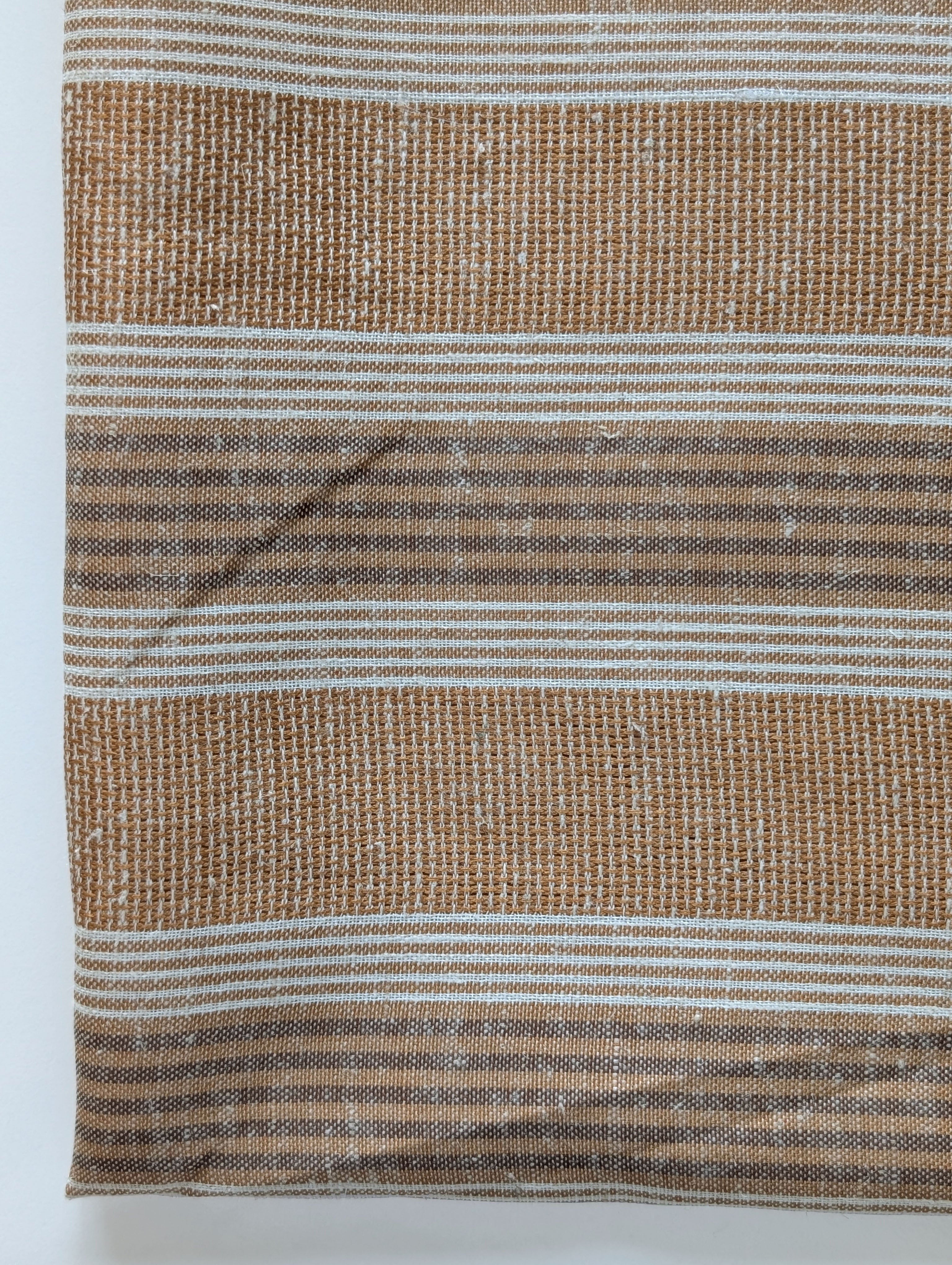 Brown Stripes Loom Textured Blended Cotton Yarn Dyed Fabric 58"